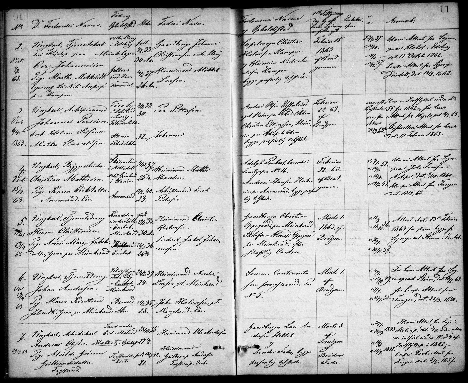 Østre Aker prestekontor Kirkebøker, SAO/A-10840/H/Ha/L0001: Banns register no. I 1, 1861-1878, p. 11