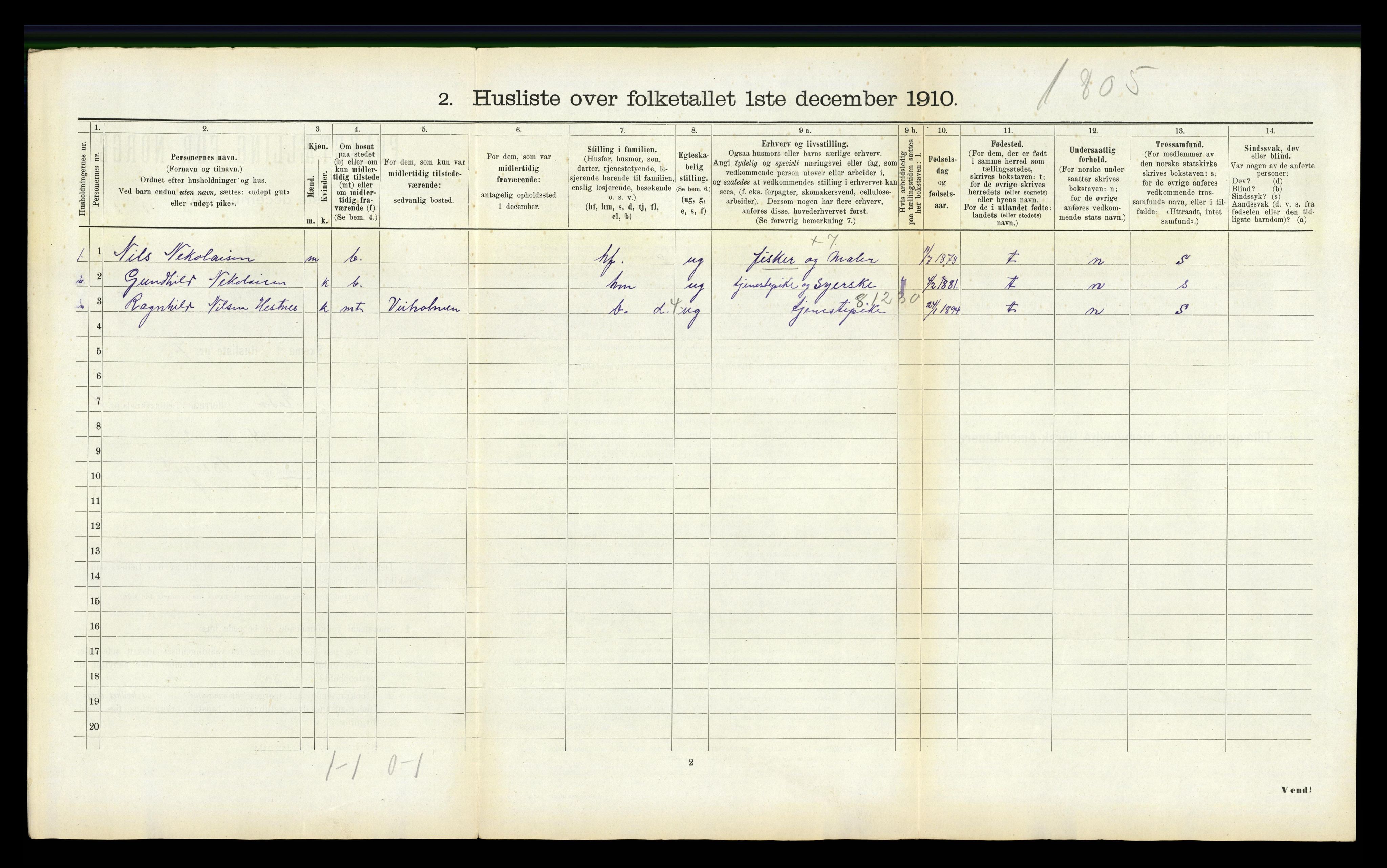 RA, 1910 census for Edøy, 1910, p. 695