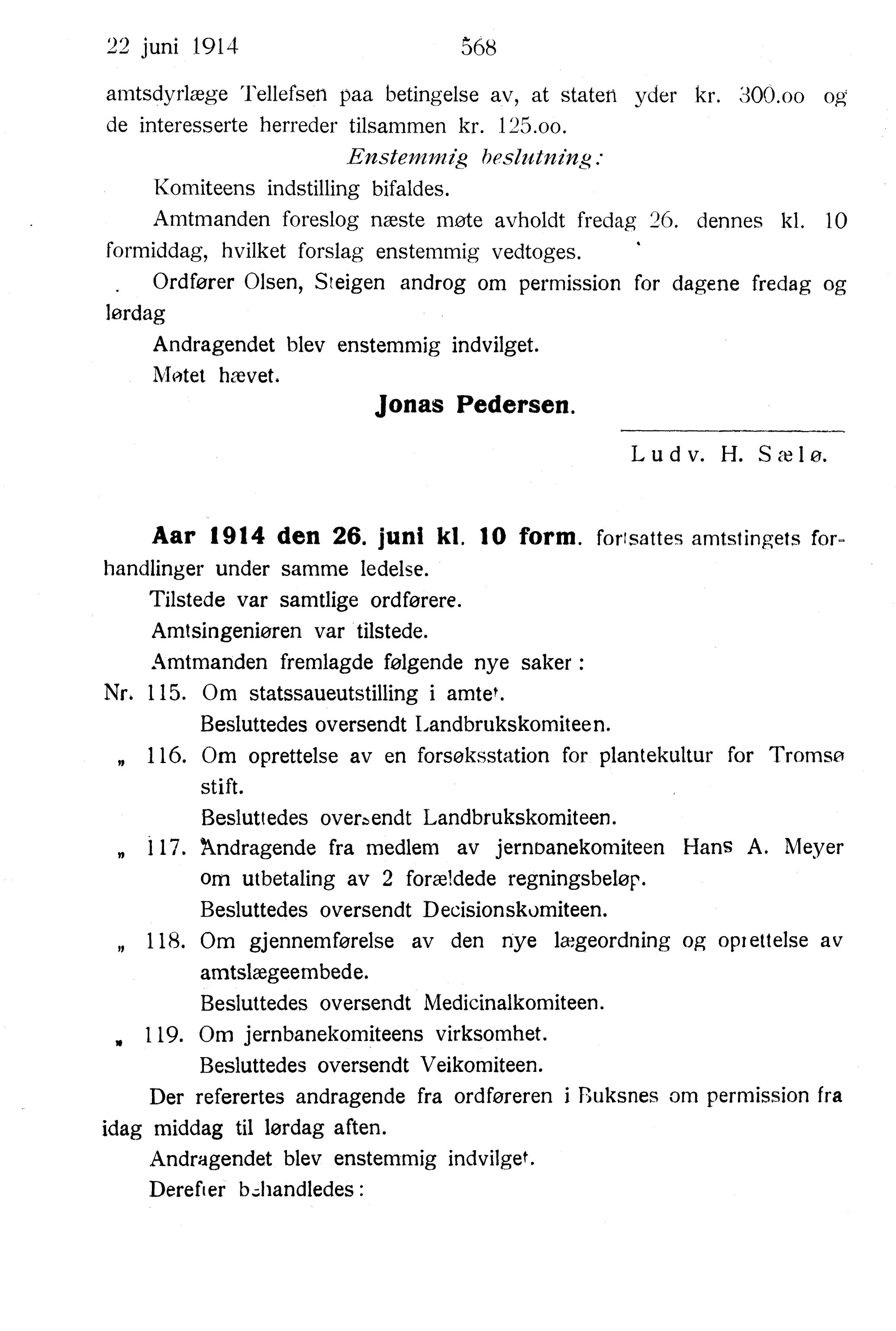 Nordland Fylkeskommune. Fylkestinget, AIN/NFK-17/176/A/Ac/L0037: Fylkestingsforhandlinger 1914, 1914, p. 568