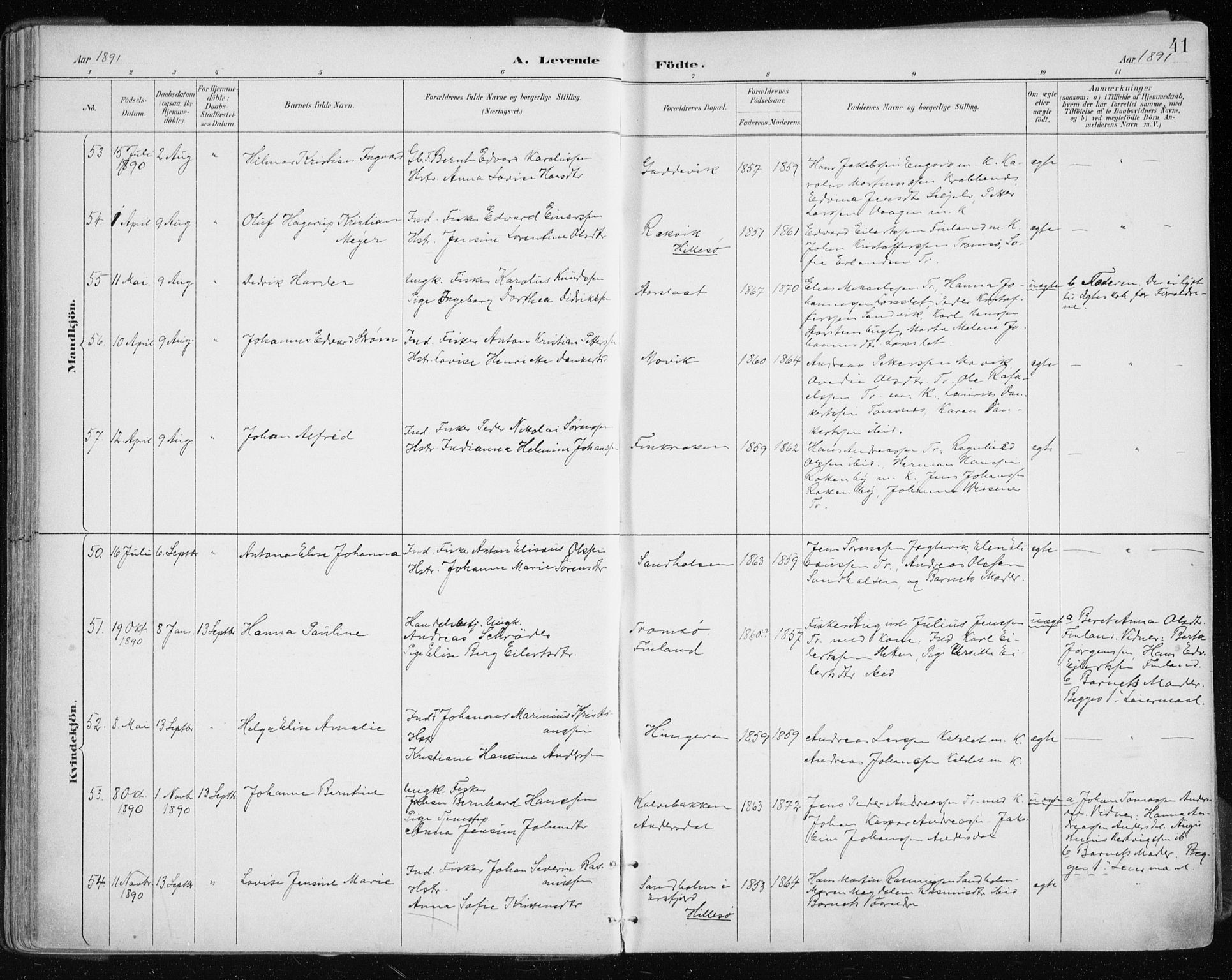 Tromsøysund sokneprestkontor, SATØ/S-1304/G/Ga/L0005kirke: Parish register (official) no. 5, 1888-1896, p. 41