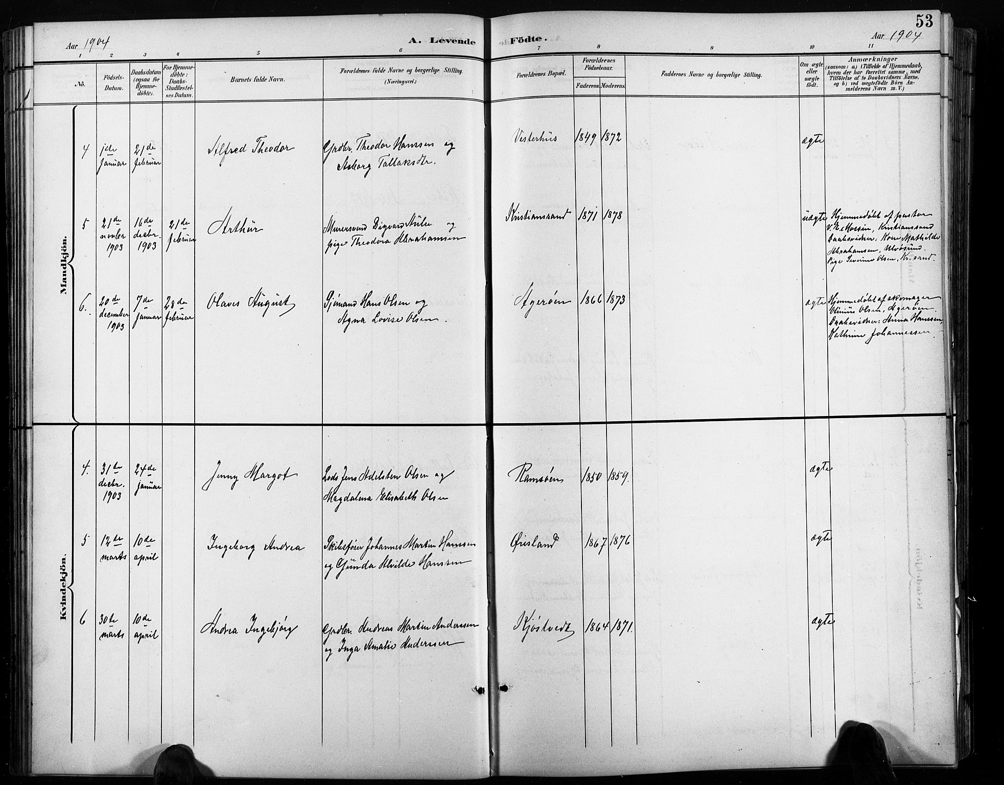 Høvåg sokneprestkontor, AV/SAK-1111-0025/F/Fb/L0005: Parish register (copy) no. B 5, 1898-1929, p. 53