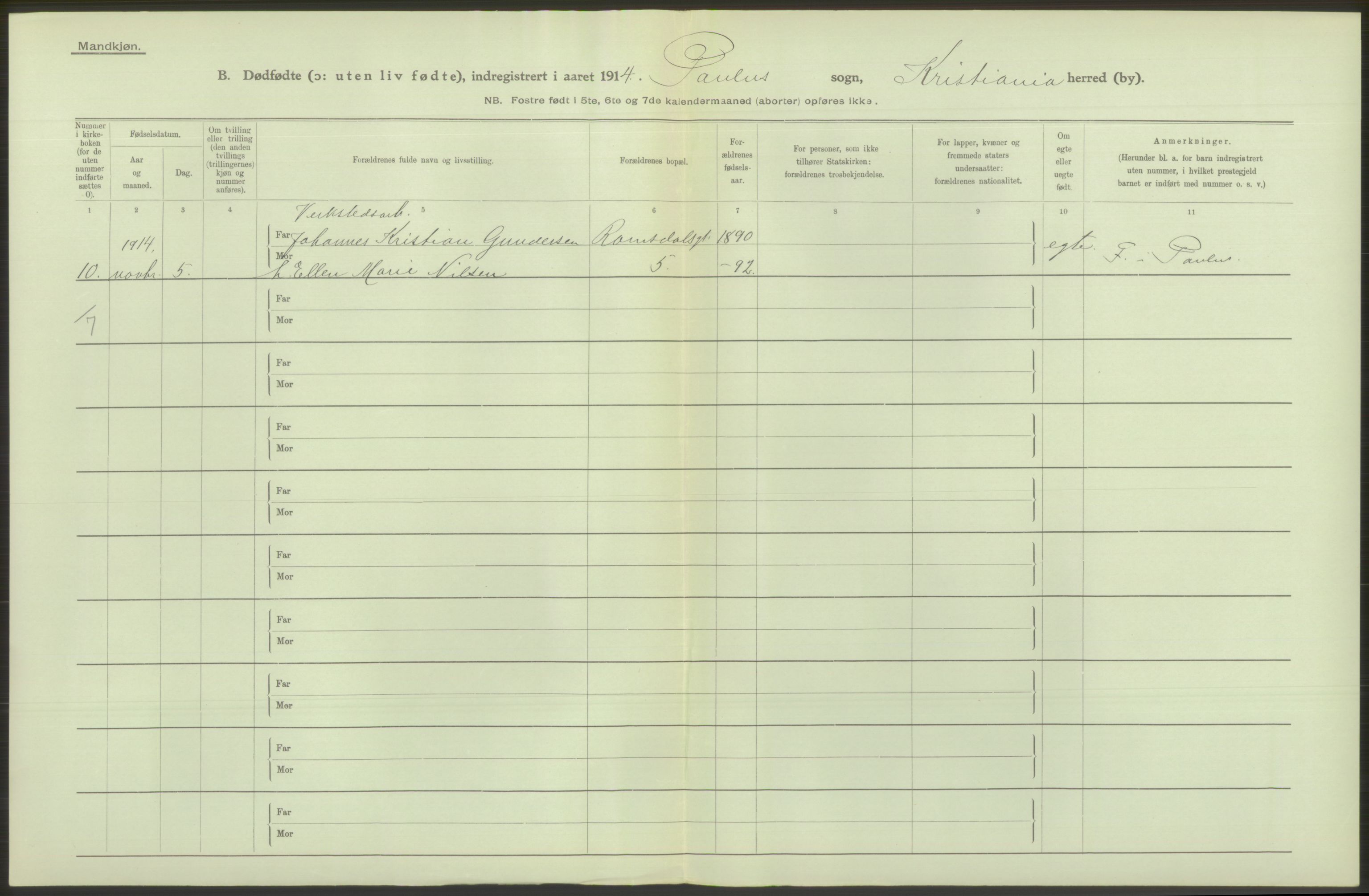 Statistisk sentralbyrå, Sosiodemografiske emner, Befolkning, RA/S-2228/D/Df/Dfb/Dfbd/L0009: Kristiania: Døde, dødfødte, 1914, p. 66