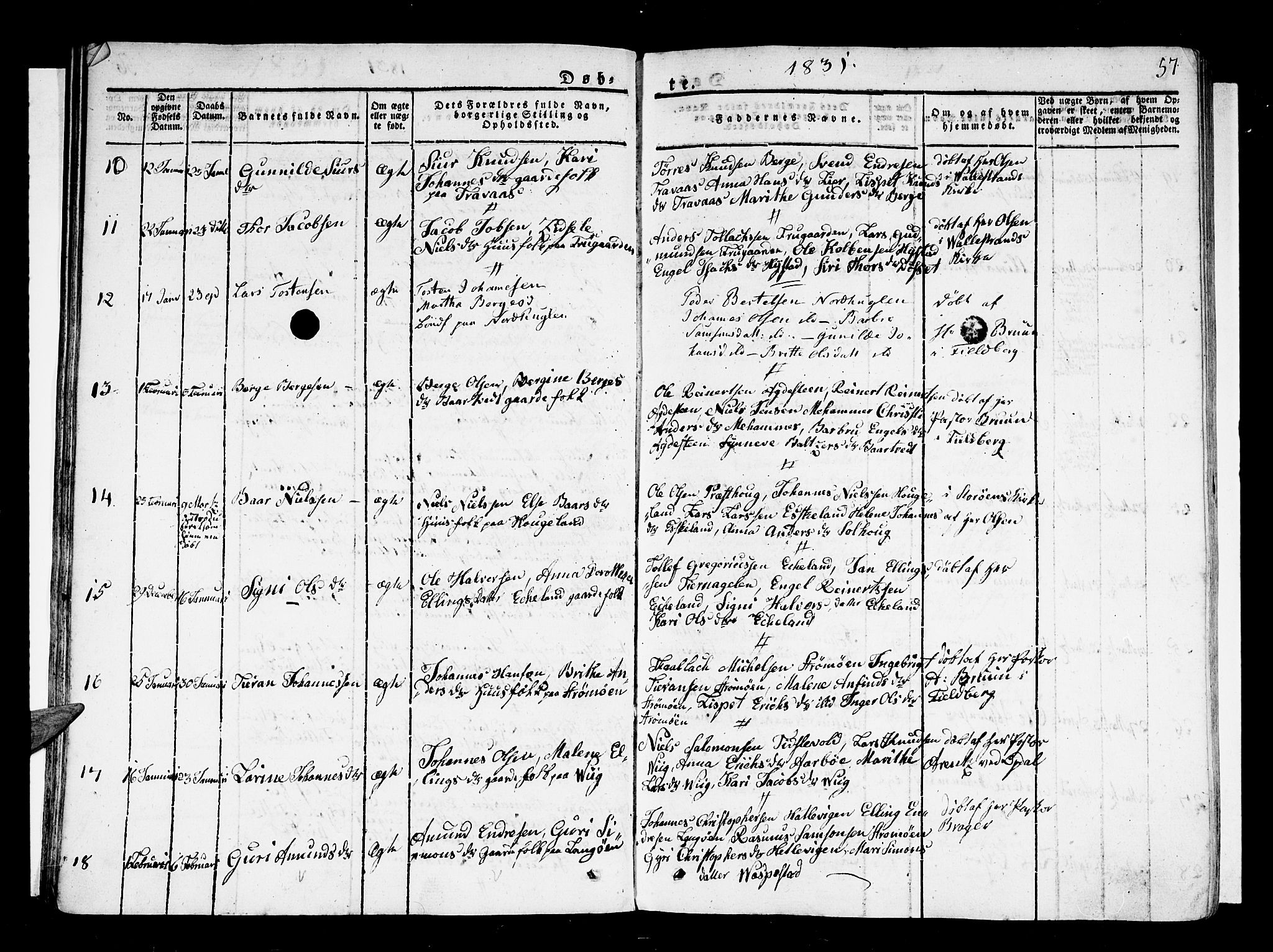 Stord sokneprestembete, SAB/A-78201/H/Haa: Parish register (official) no. A 6, 1826-1840, p. 57