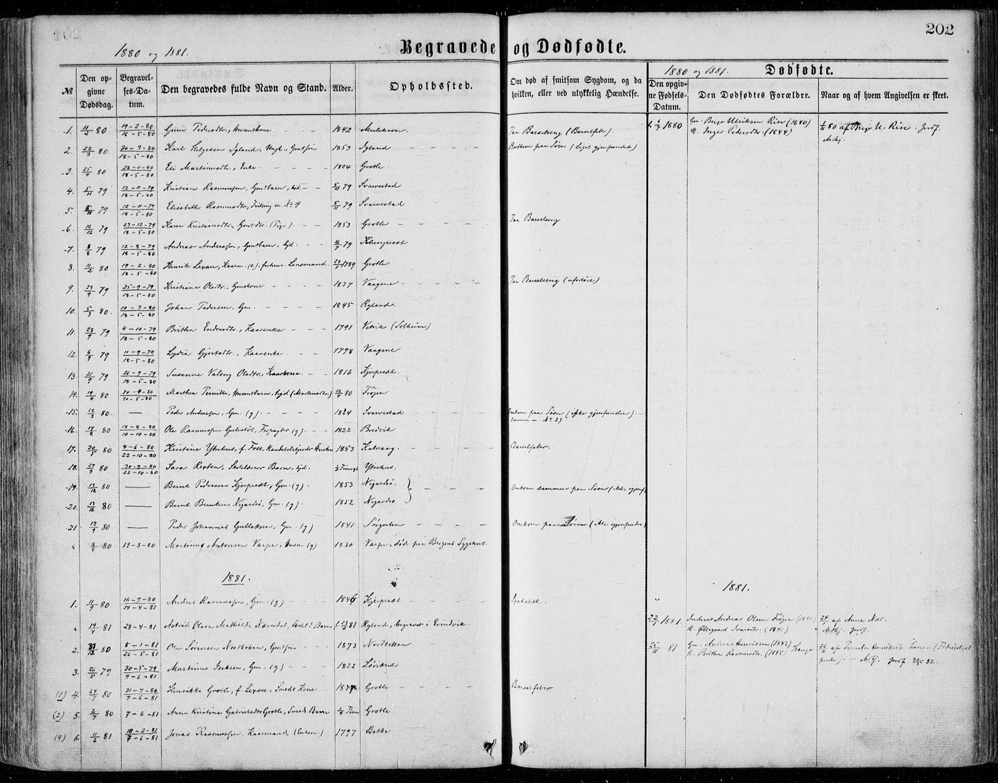 Bremanger sokneprestembete, SAB/A-82201/H/Haa/Haaa/L0001: Parish register (official) no. A  1, 1864-1883, p. 202