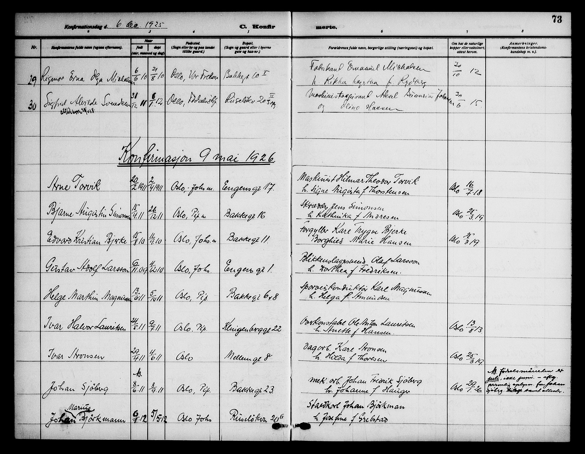 Piperviken prestekontor Kirkebøker, AV/SAO-A-10874/F/L0001: Parish register (official) no. 1, 1911-1958, p. 73