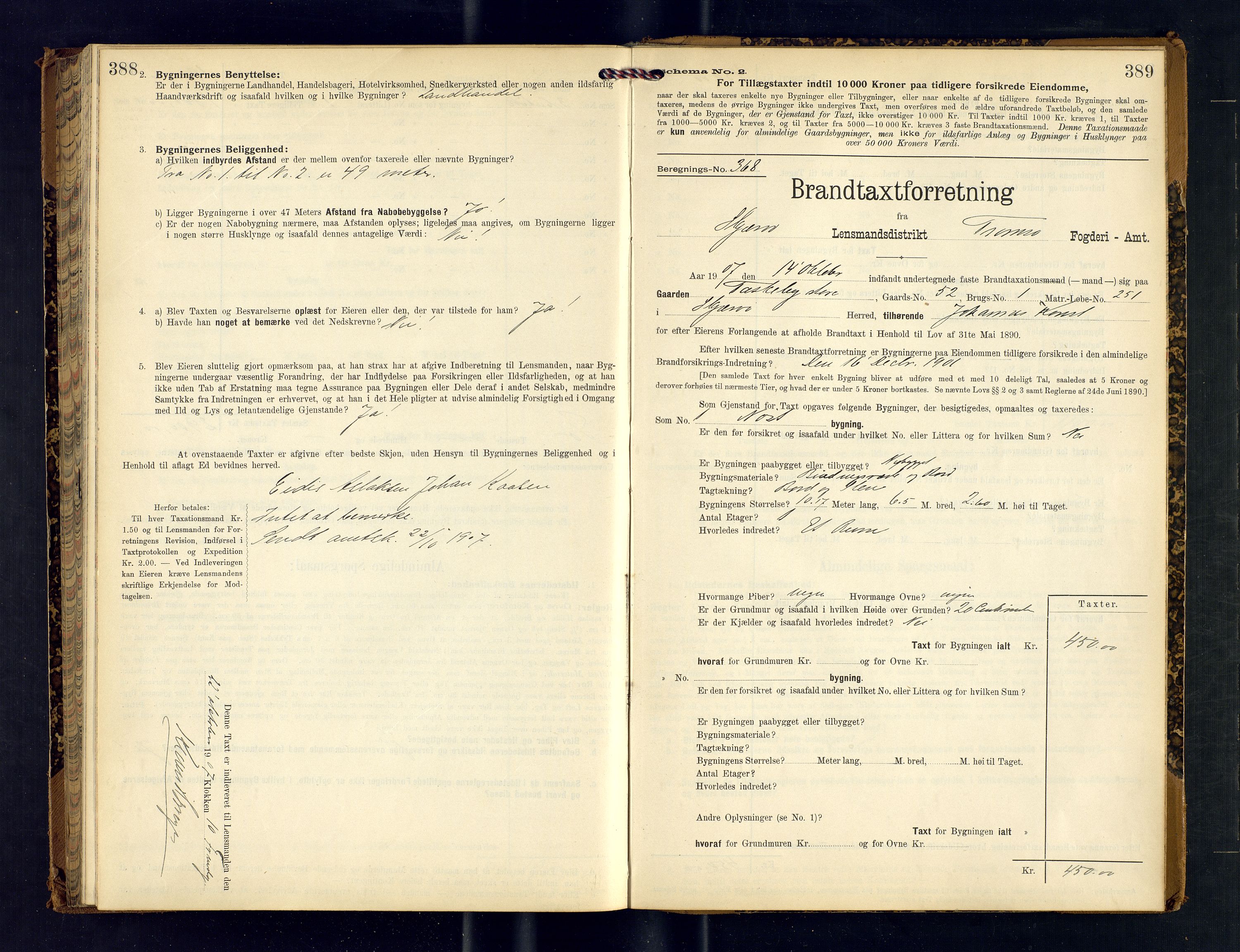 Skjervøy lensmannskontor, SATØ/SATØ-63/F/Fu/Fub/L0245: Branntakstprotokoll (S), 1903-1907, p. 388-389