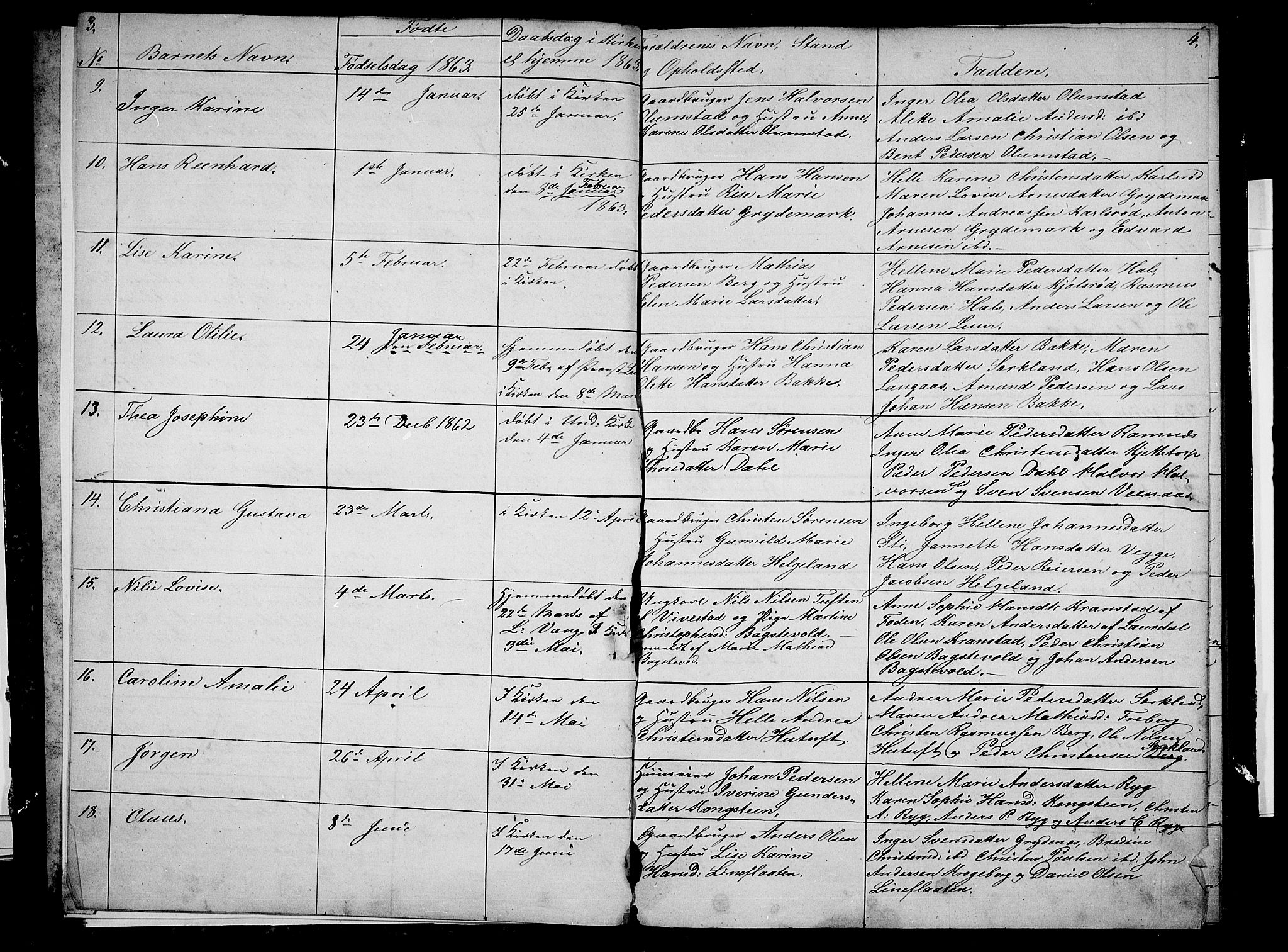Våle kirkebøker, SAKO/A-334/G/Ga/L0003: Parish register (copy) no. I 3, 1863-1874, p. 3-4