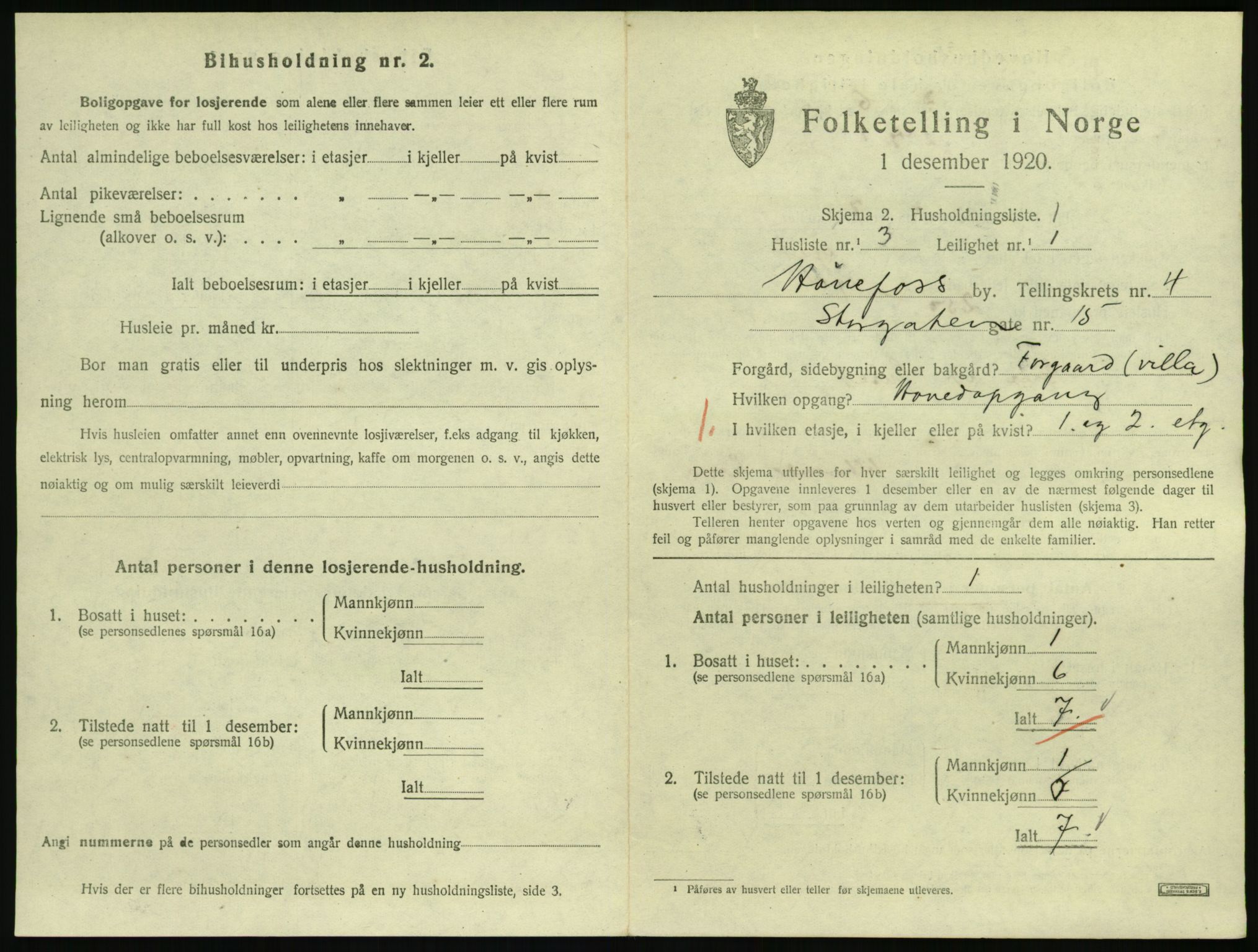 SAKO, 1920 census for Hønefoss, 1920, p. 1668