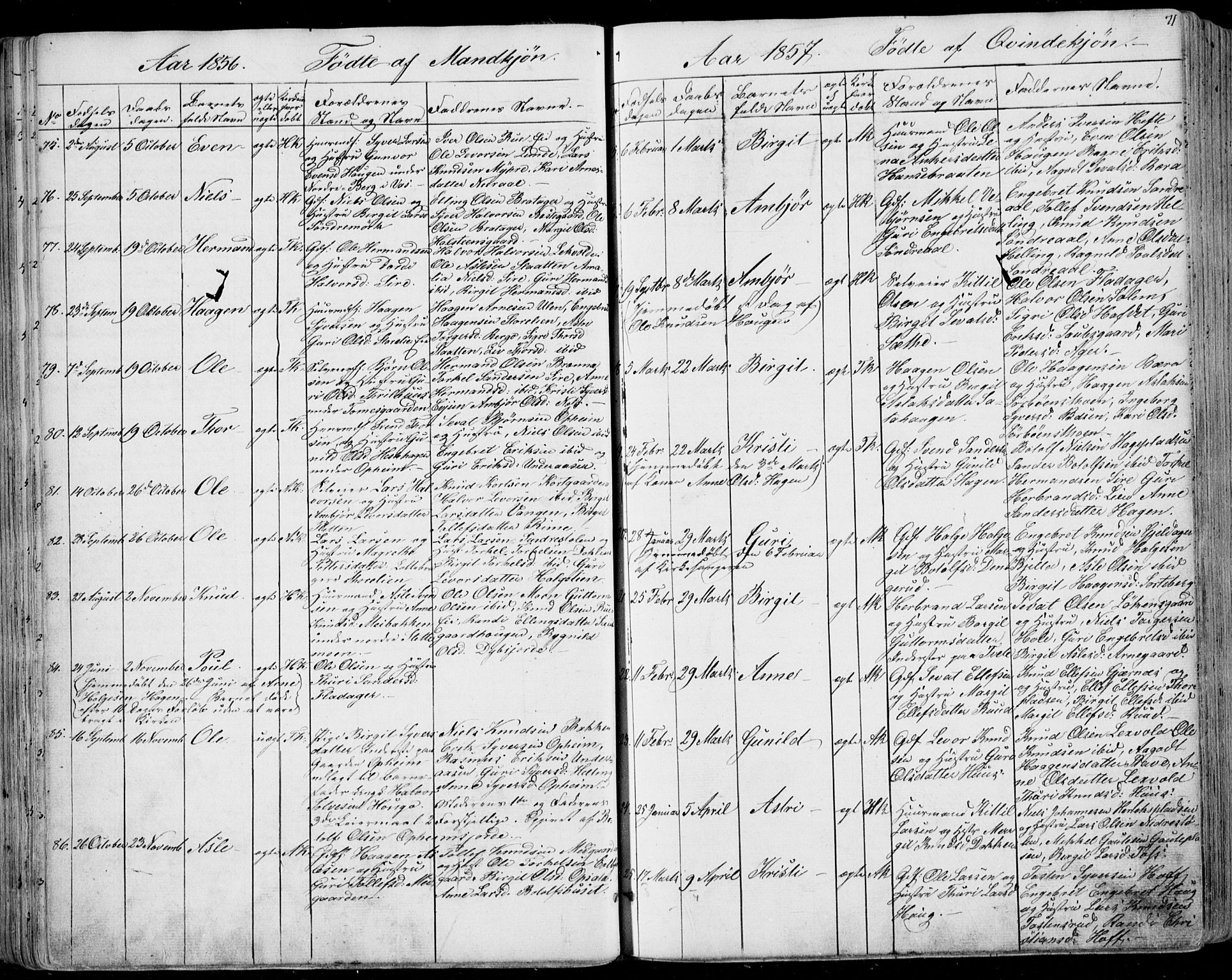 Ål kirkebøker, AV/SAKO-A-249/F/Fa/L0006: Parish register (official) no. I 6, 1849-1864, p. 71