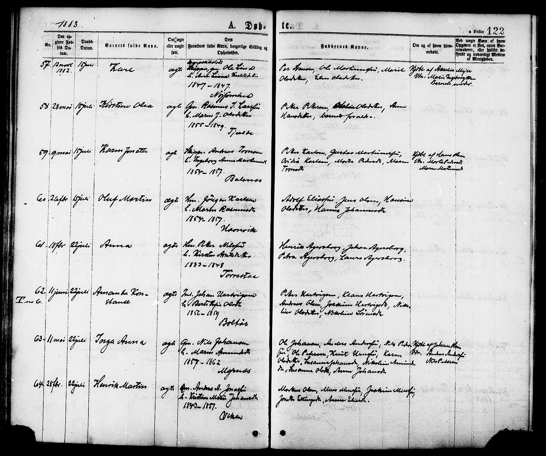 Ministerialprotokoller, klokkerbøker og fødselsregistre - Nordland, SAT/A-1459/863/L0897: Parish register (official) no. 863A09, 1872-1886, p. 122