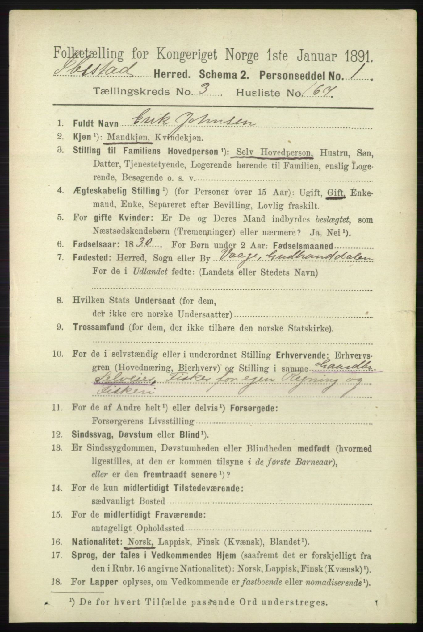 RA, 1891 census for 1917 Ibestad, 1891, p. 2831