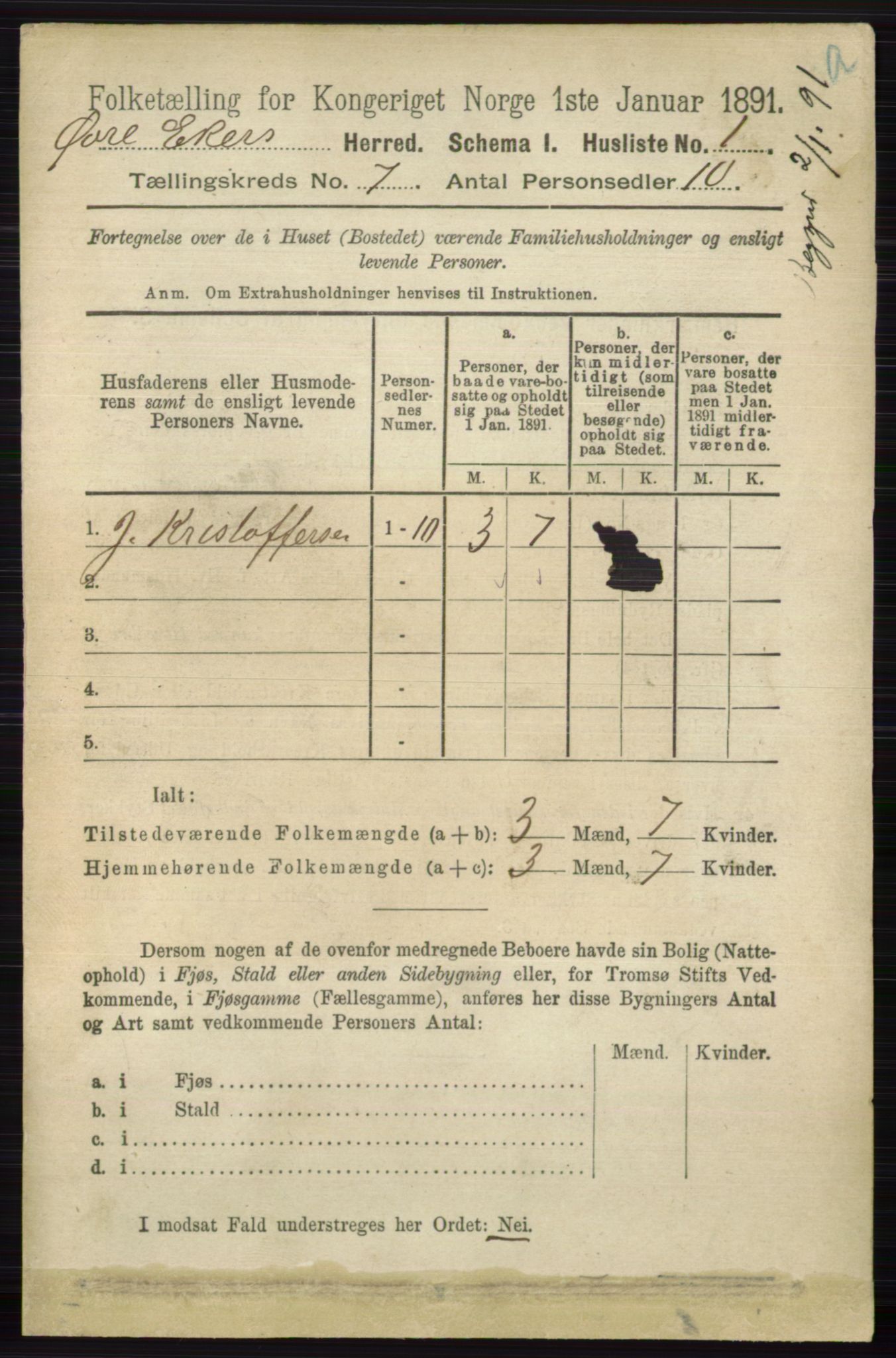 RA, 1891 census for 0624 Øvre Eiker, 1891, p. 2540