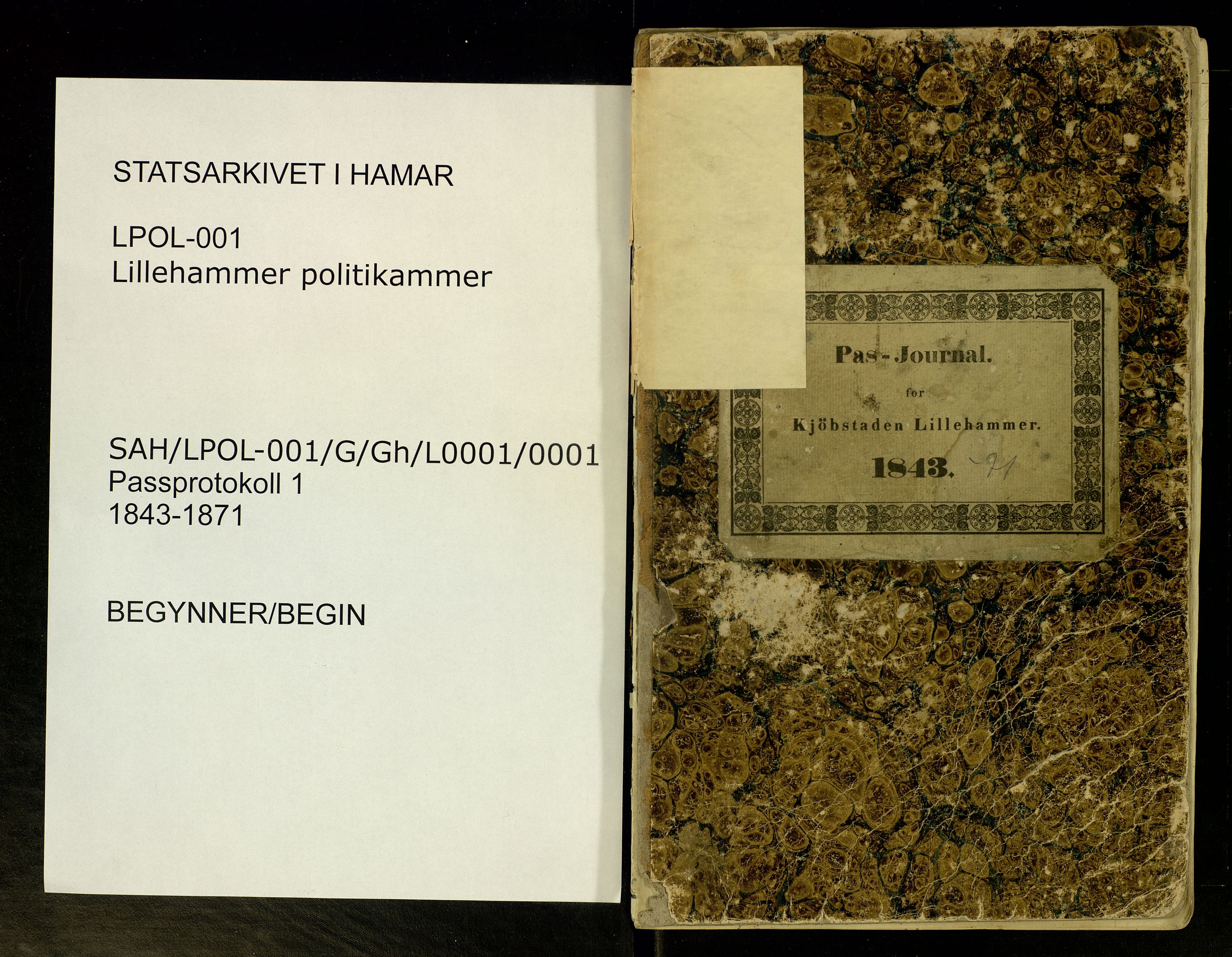 Lillehammer politimesterembete, AV/SAH-LPOL-001/G/Gh/L0001/0001: Pass m.m. / Passjournal, 1843-1871