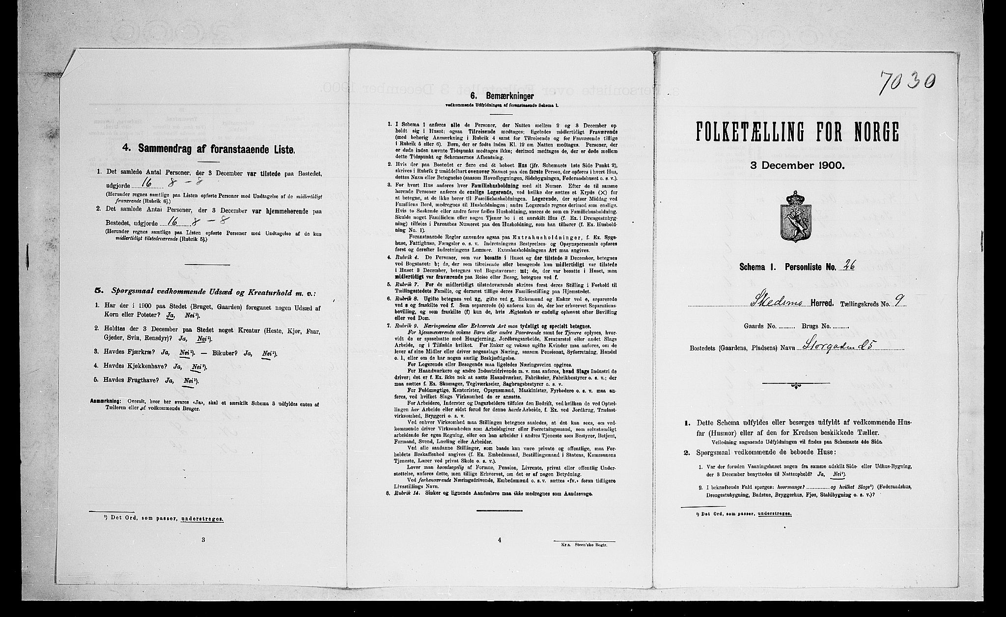 SAO, 1900 census for Skedsmo, 1900