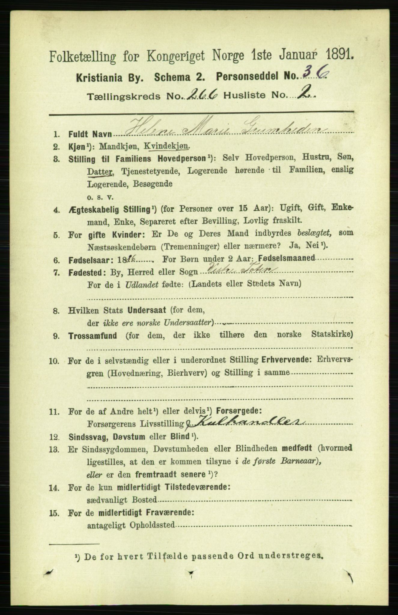 RA, 1891 census for 0301 Kristiania, 1891, p. 161207