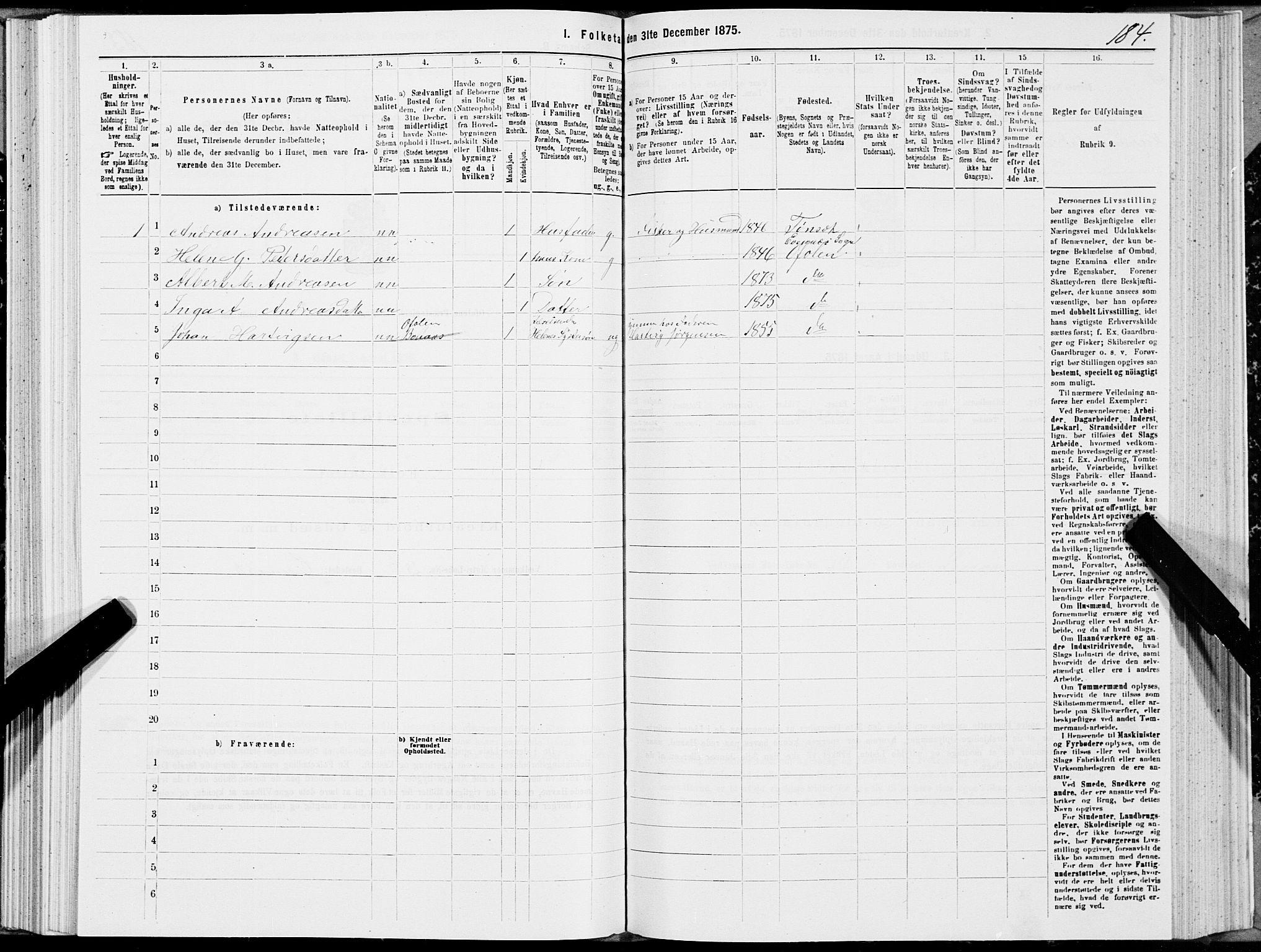 SAT, 1875 census for 1853P Ofoten, 1875, p. 1184
