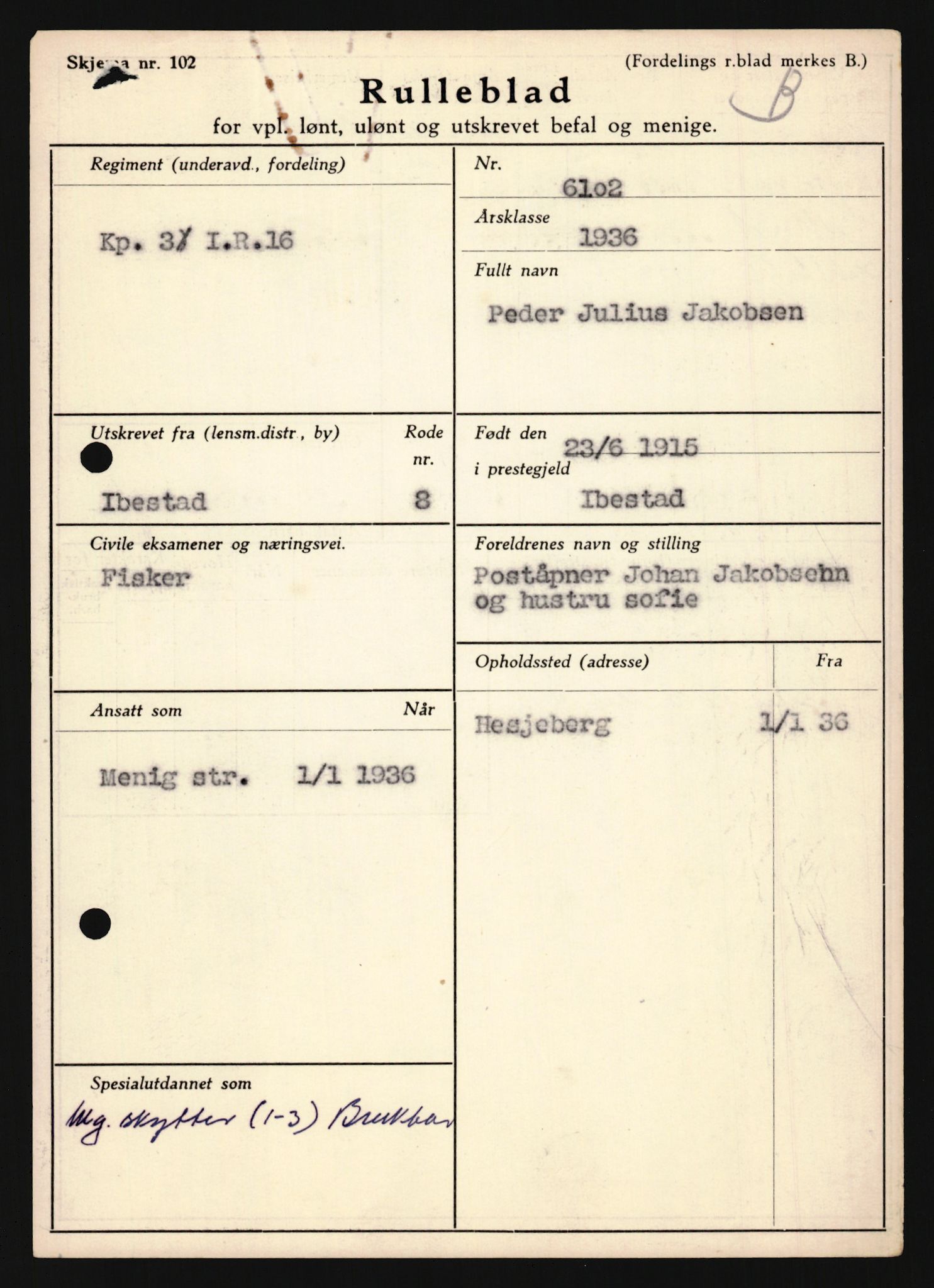 Forsvaret, Troms infanteriregiment nr. 16, AV/RA-RAFA-3146/P/Pa/L0020: Rulleblad for regimentets menige mannskaper, årsklasse 1936, 1936, p. 555