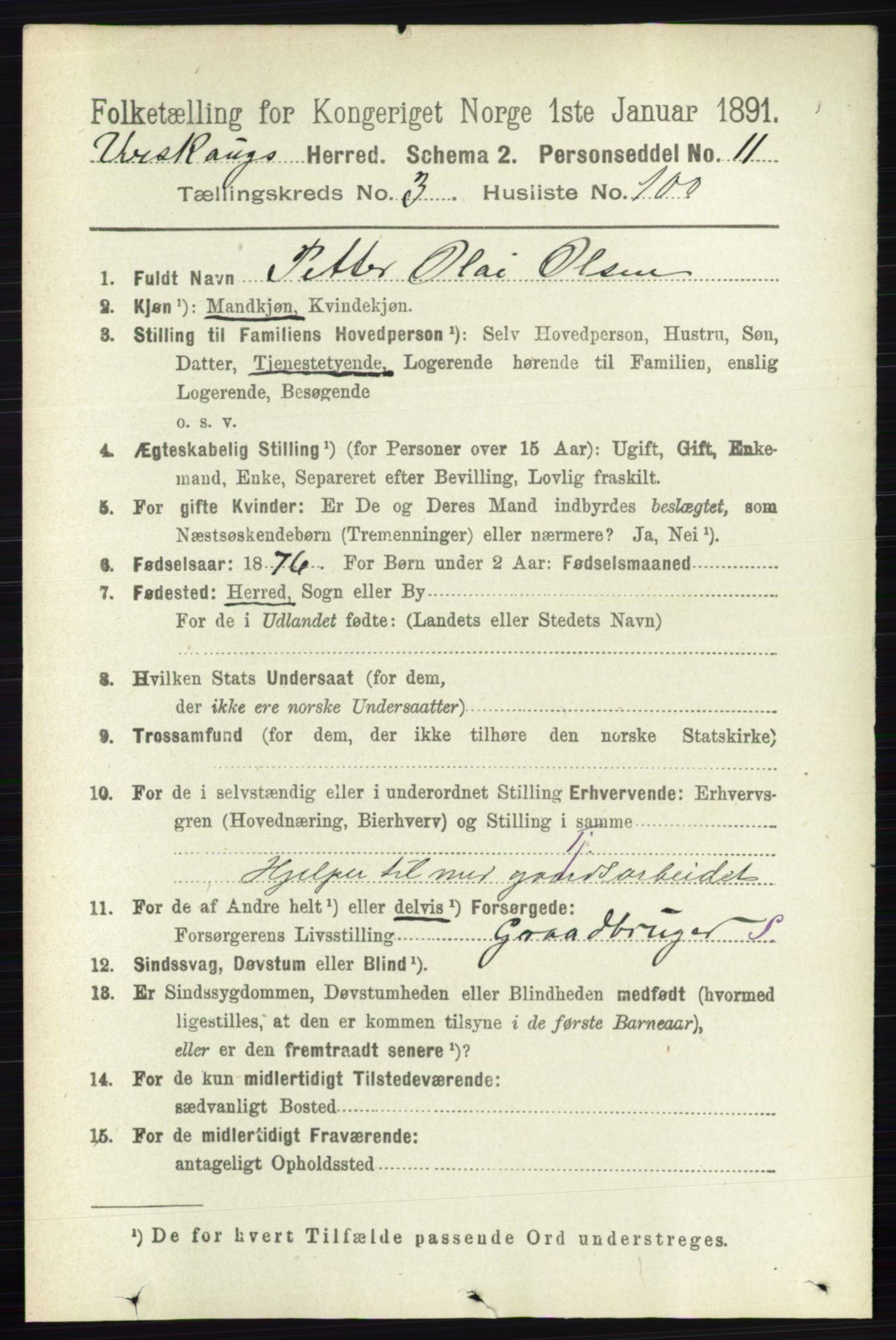 RA, 1891 census for 0224 Aurskog, 1891, p. 1118