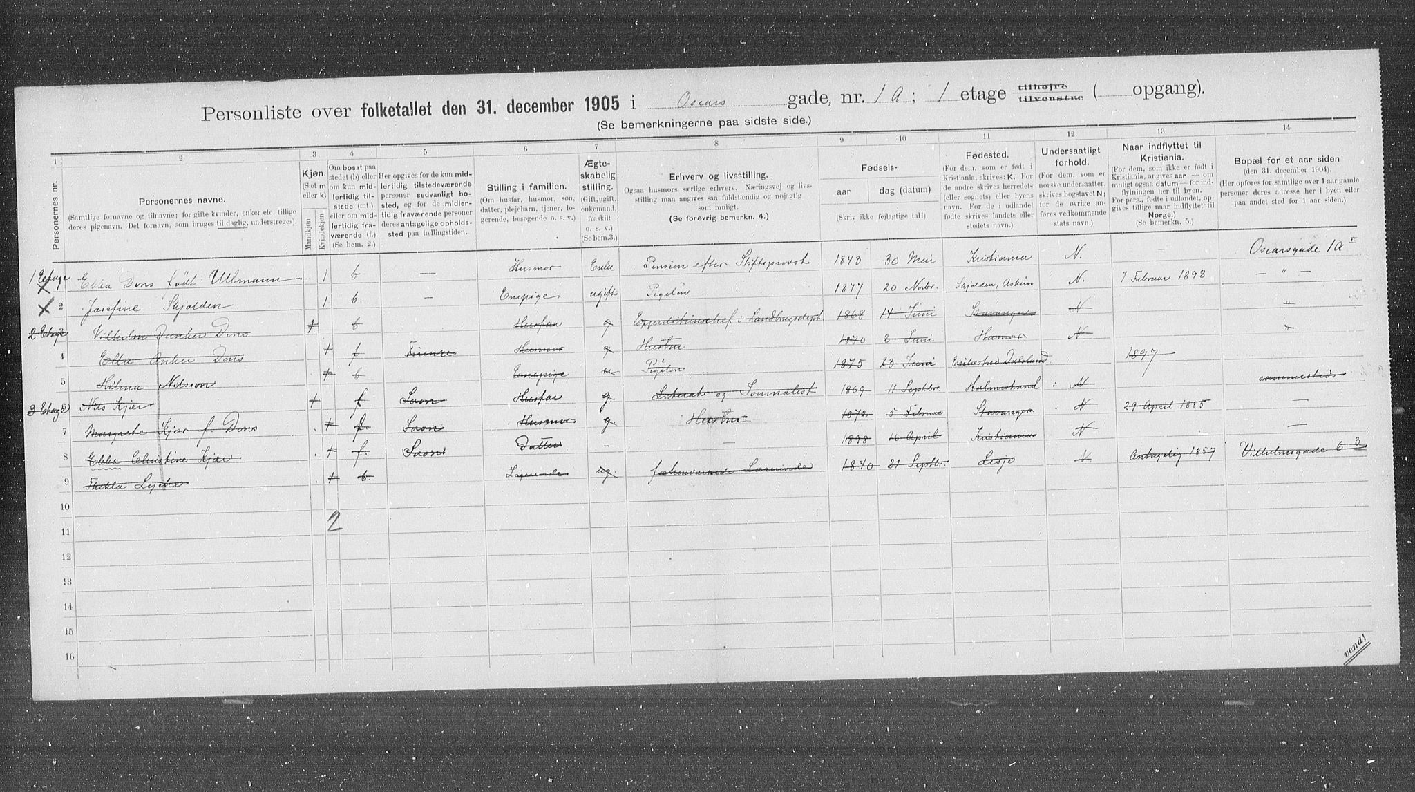 OBA, Municipal Census 1905 for Kristiania, 1905, p. 39974