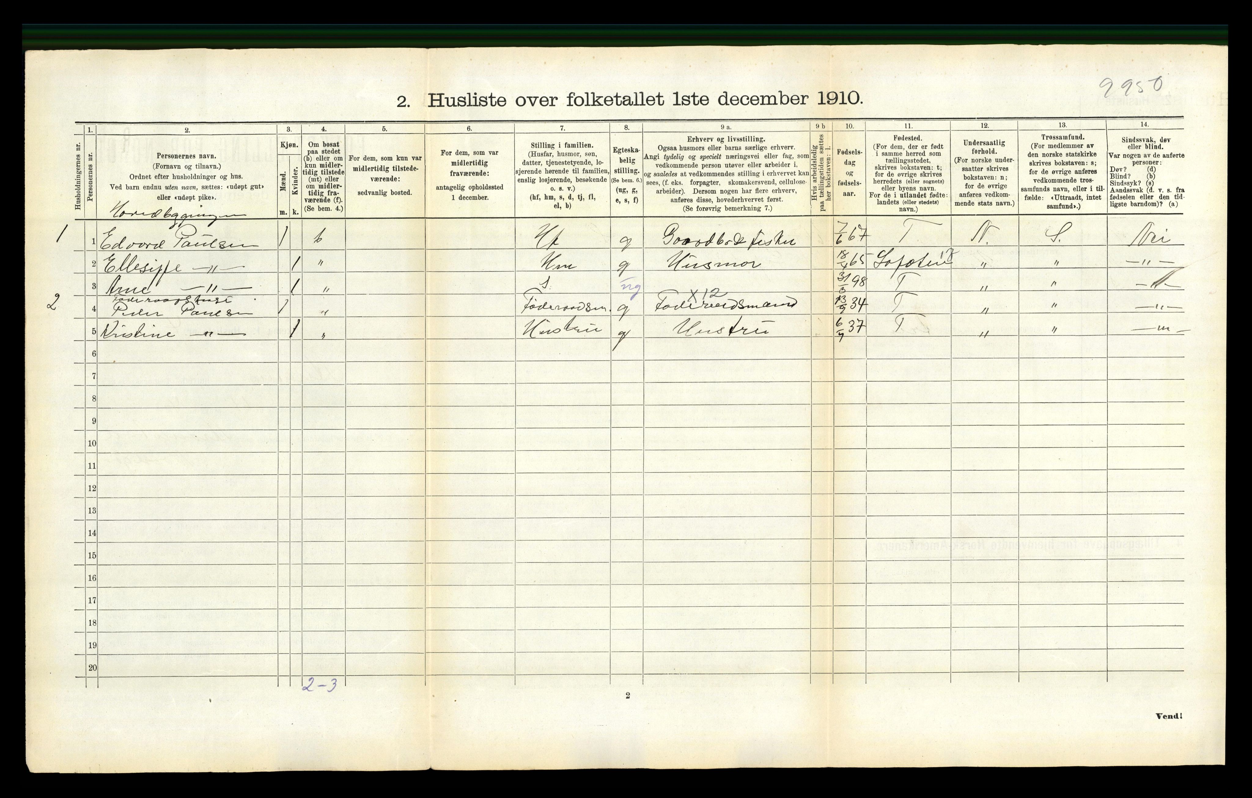 RA, 1910 census for Steigen, 1910, p. 202