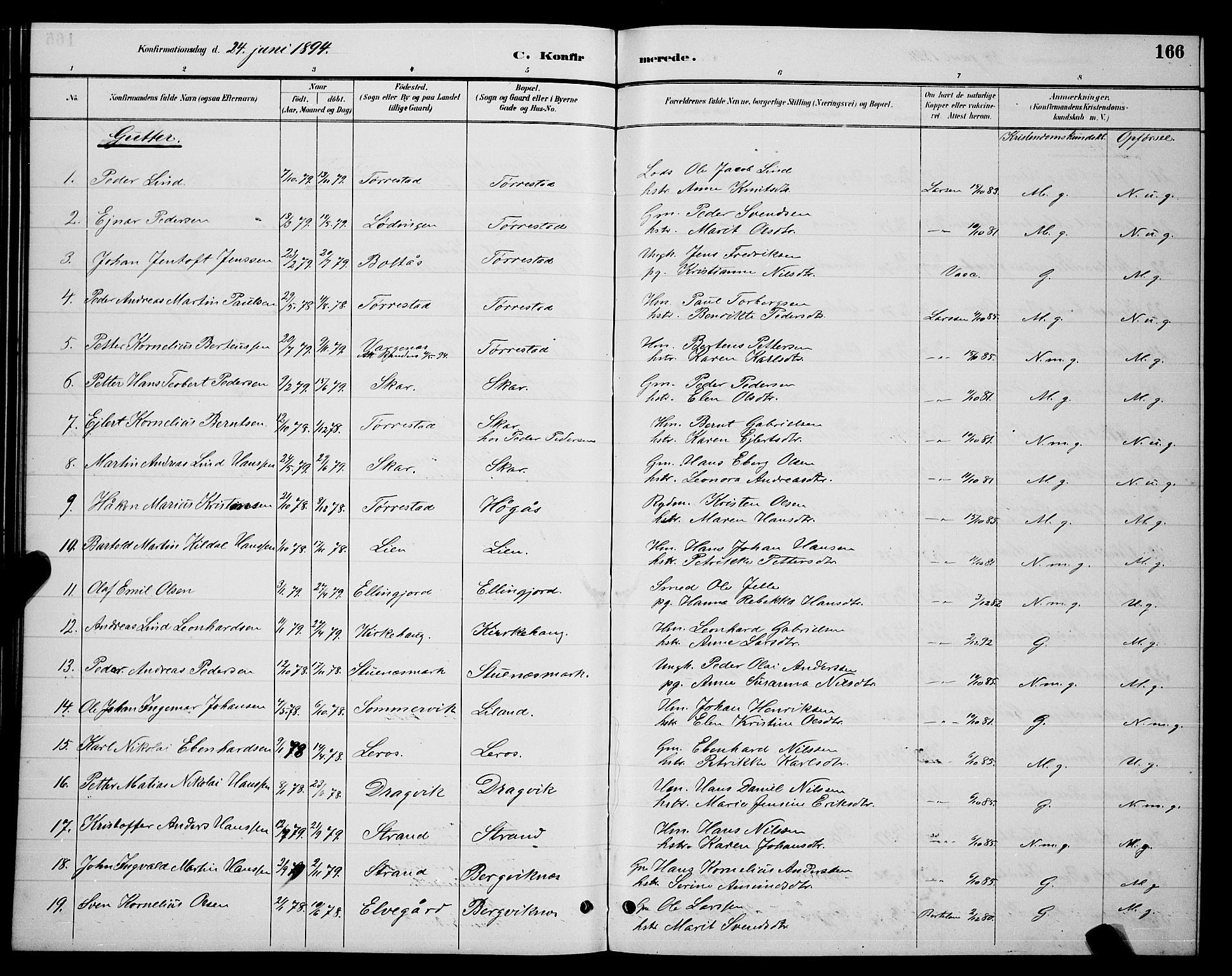 Ministerialprotokoller, klokkerbøker og fødselsregistre - Nordland, AV/SAT-A-1459/863/L0914: Parish register (copy) no. 863C04, 1886-1897, p. 166