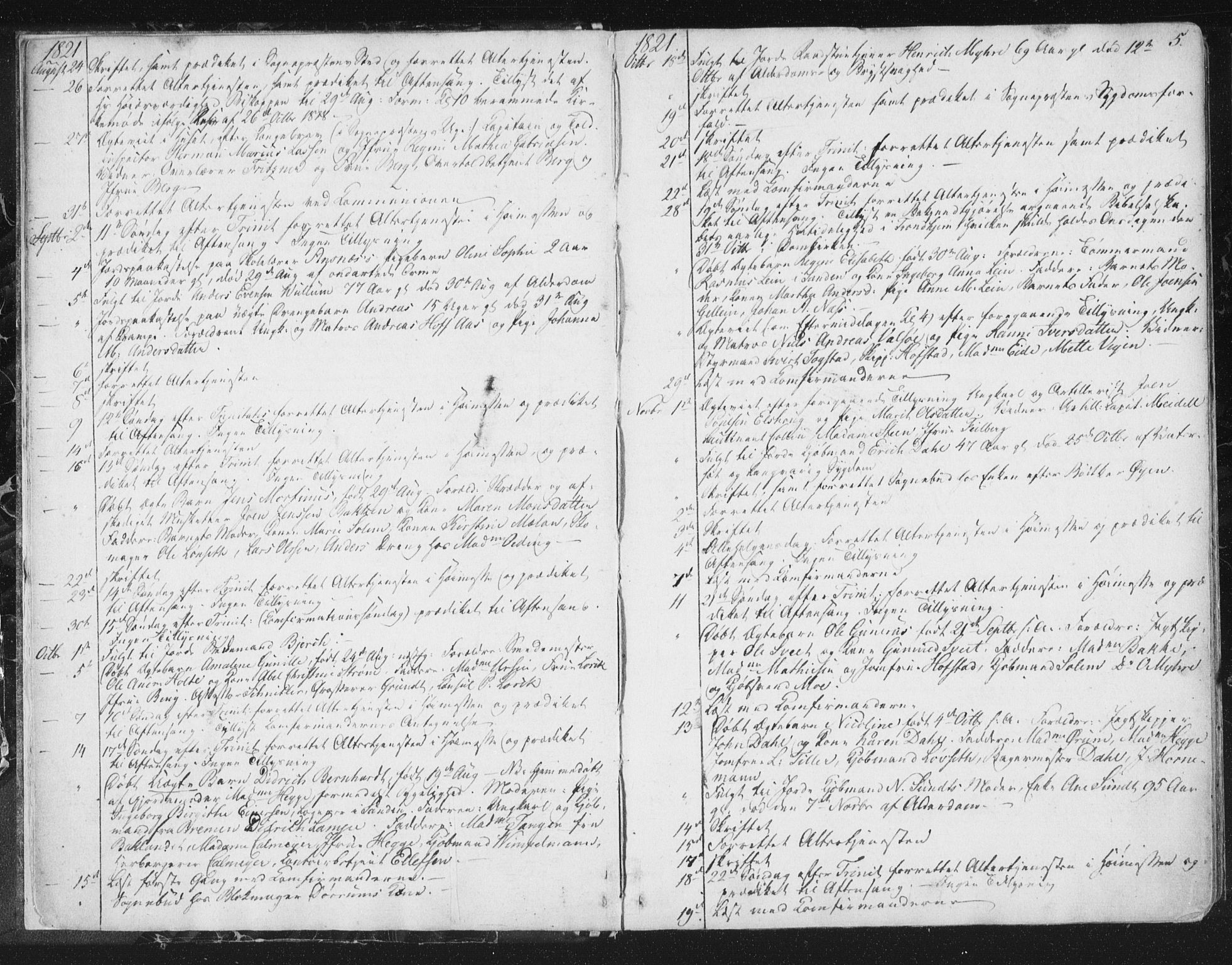 Ministerialprotokoller, klokkerbøker og fødselsregistre - Sør-Trøndelag, AV/SAT-A-1456/602/L0127: Curate's parish register no. 602B01, 1821-1875, p. 5