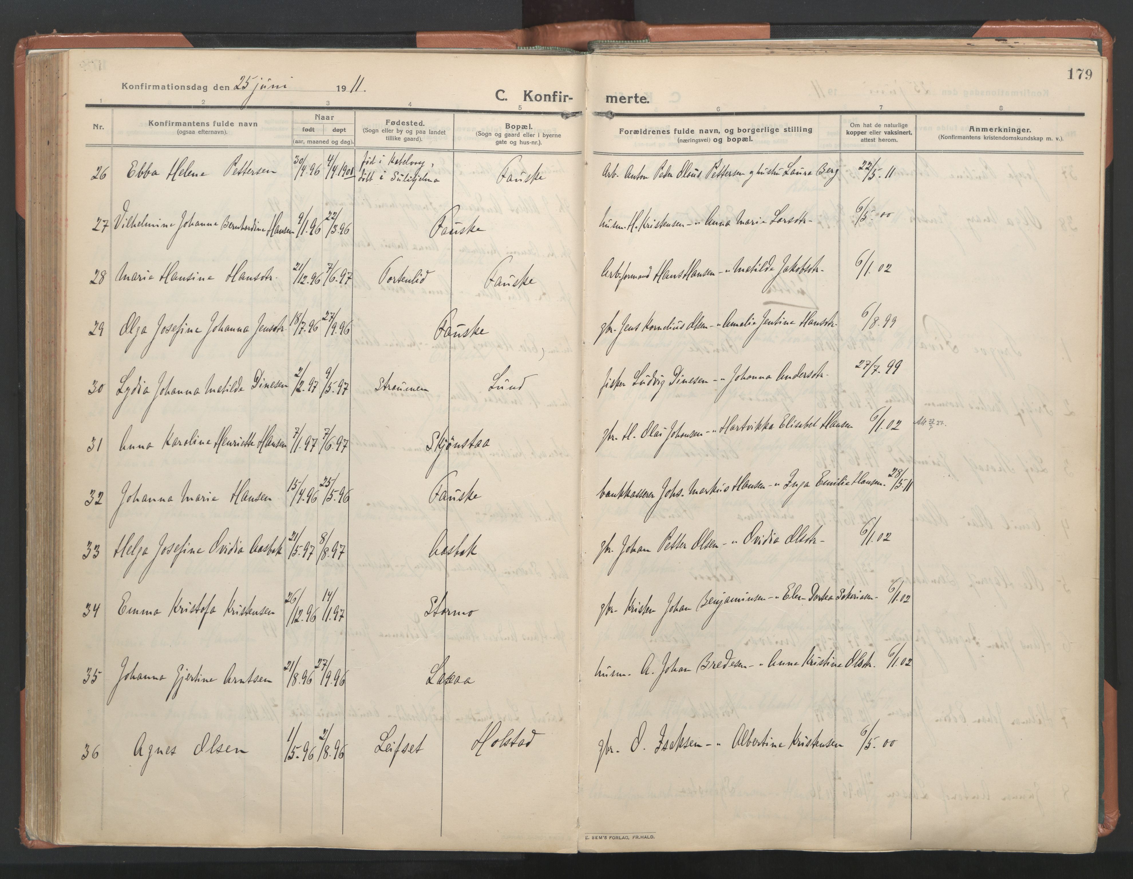 Ministerialprotokoller, klokkerbøker og fødselsregistre - Nordland, AV/SAT-A-1459/849/L0698: Parish register (official) no. 849A09, 1911-1924, p. 179