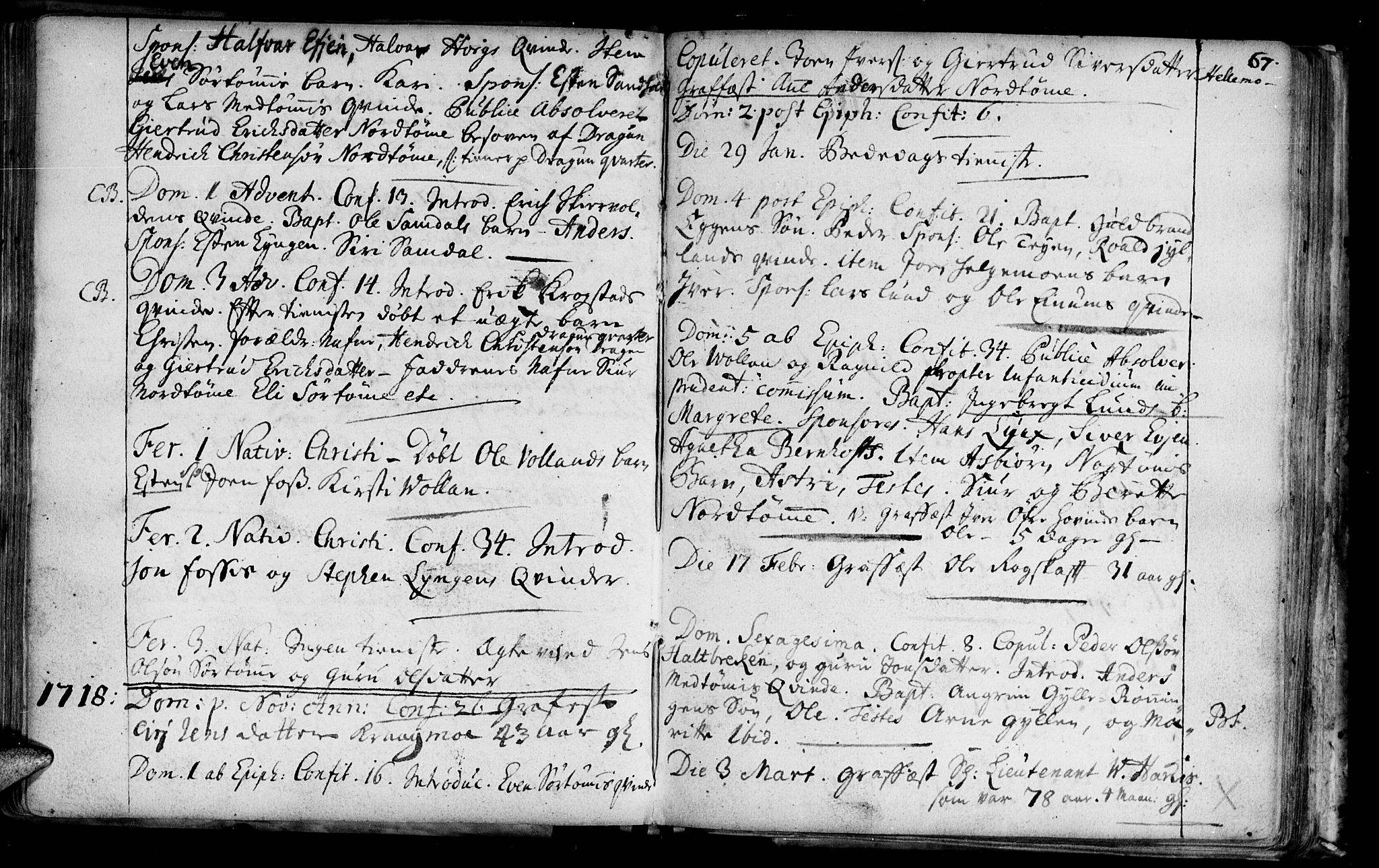 Ministerialprotokoller, klokkerbøker og fødselsregistre - Sør-Trøndelag, SAT/A-1456/692/L1101: Parish register (official) no. 692A01, 1690-1746, p. 67