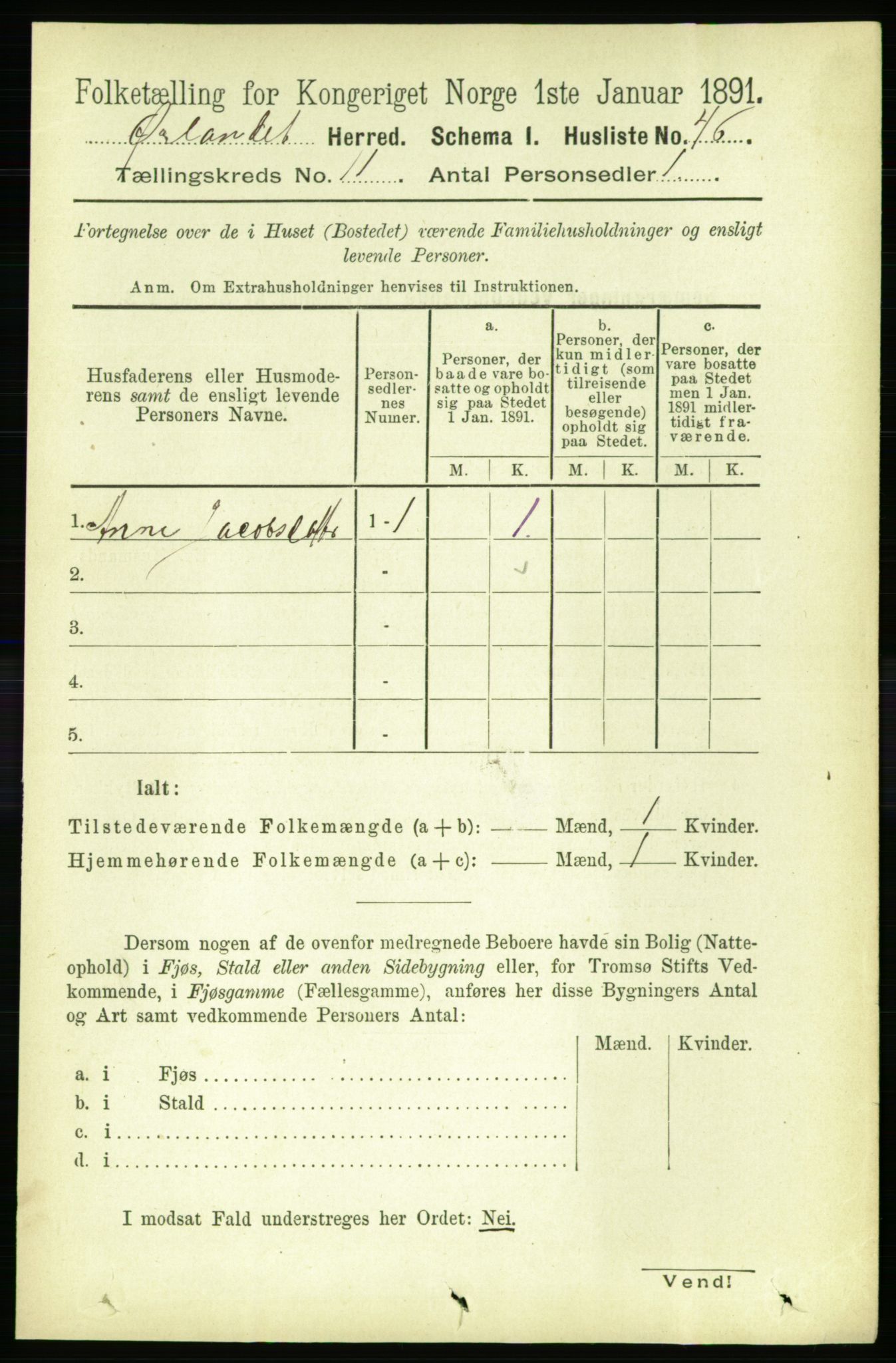 RA, 1891 census for 1621 Ørland, 1891, p. 4899