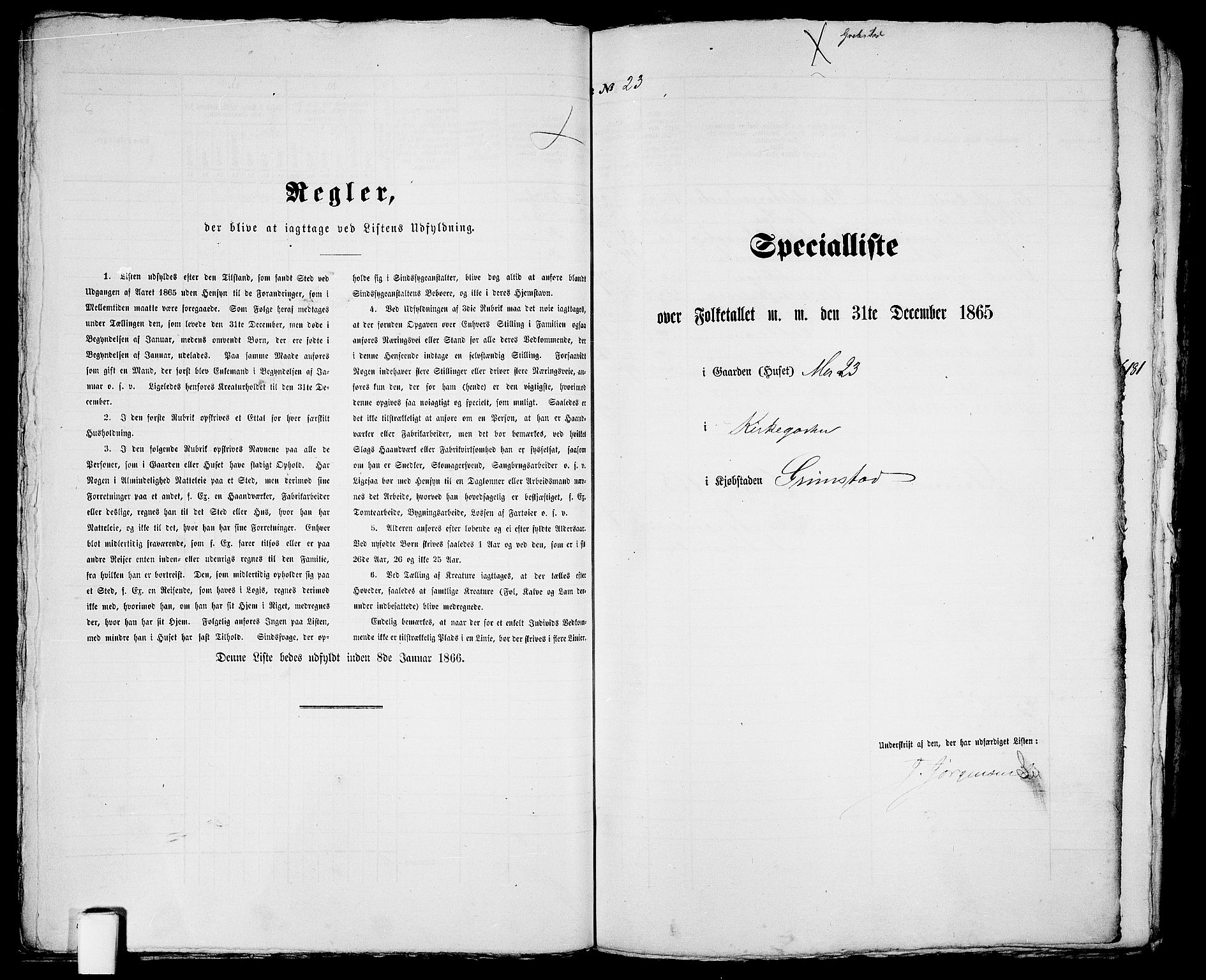 RA, 1865 census for Fjære/Grimstad, 1865, p. 52