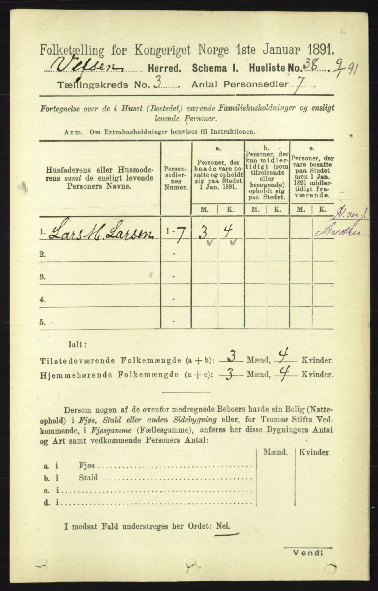 RA, 1891 census for 1824 Vefsn, 1891, p. 1271