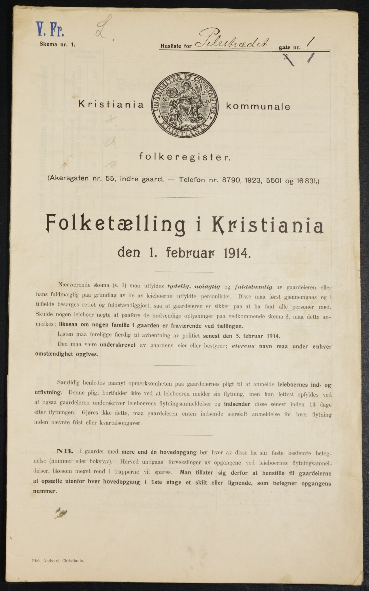 OBA, Municipal Census 1914 for Kristiania, 1914, p. 78856