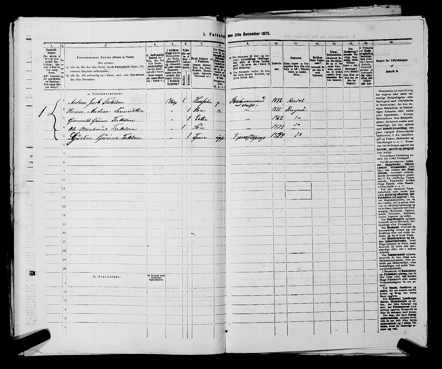 SAKO, 1875 census for 0801P Kragerø, 1875, p. 1192