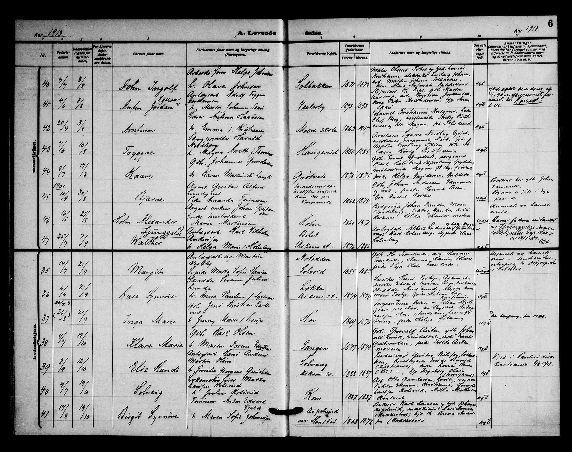 Askim prestekontor Kirkebøker, AV/SAO-A-10900/F/Fa/L0009: Parish register (official) no. 9, 1913-1923, p. 6