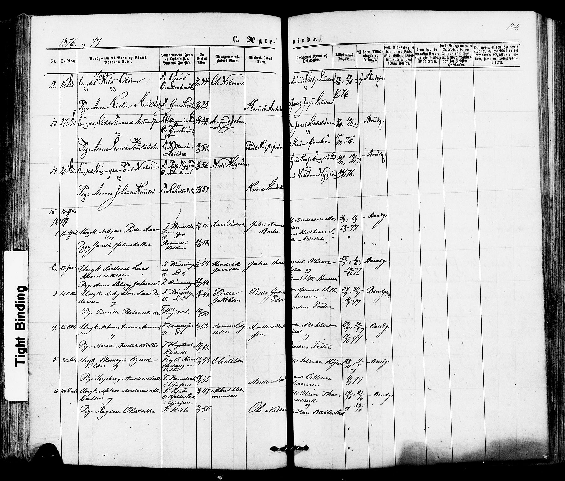 Siljan kirkebøker, SAKO/A-300/F/Fa/L0002: Parish register (official) no. 2, 1870-1895, p. 144