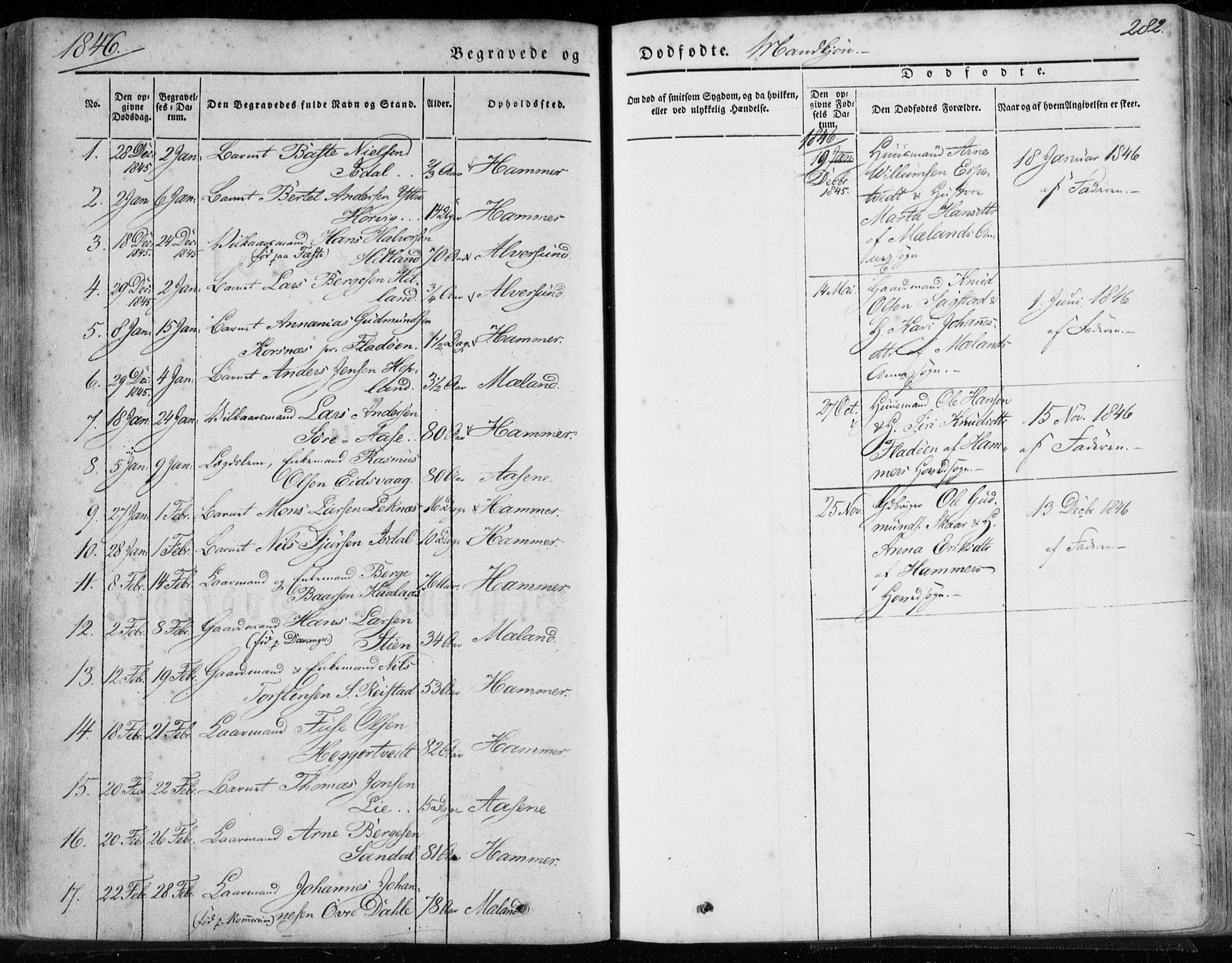 Hamre sokneprestembete, SAB/A-75501/H/Ha/Haa/Haaa/L0013: Parish register (official) no. A 13, 1846-1857, p. 282
