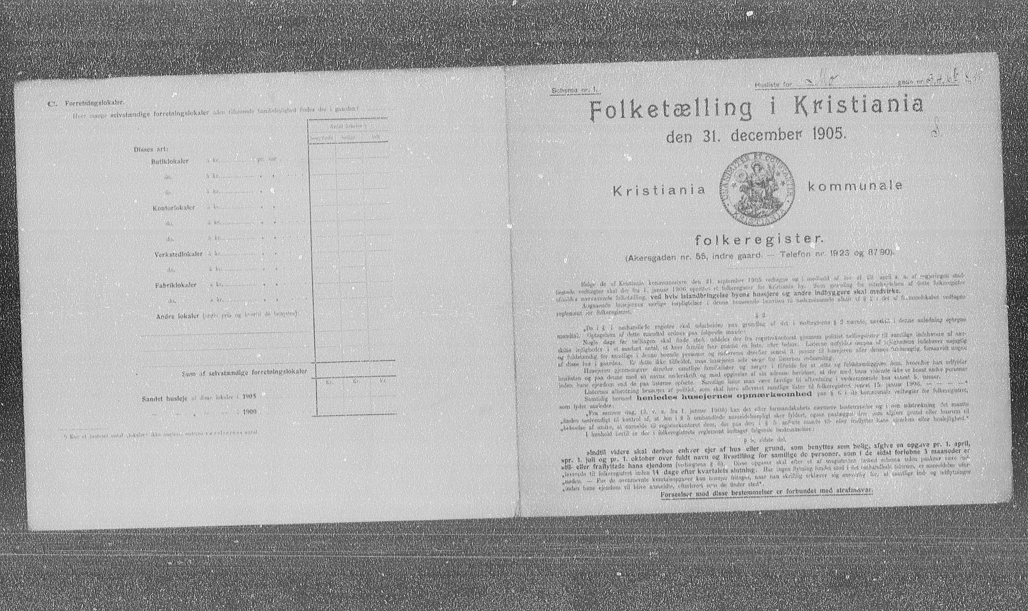 OBA, Municipal Census 1905 for Kristiania, 1905, p. 34354