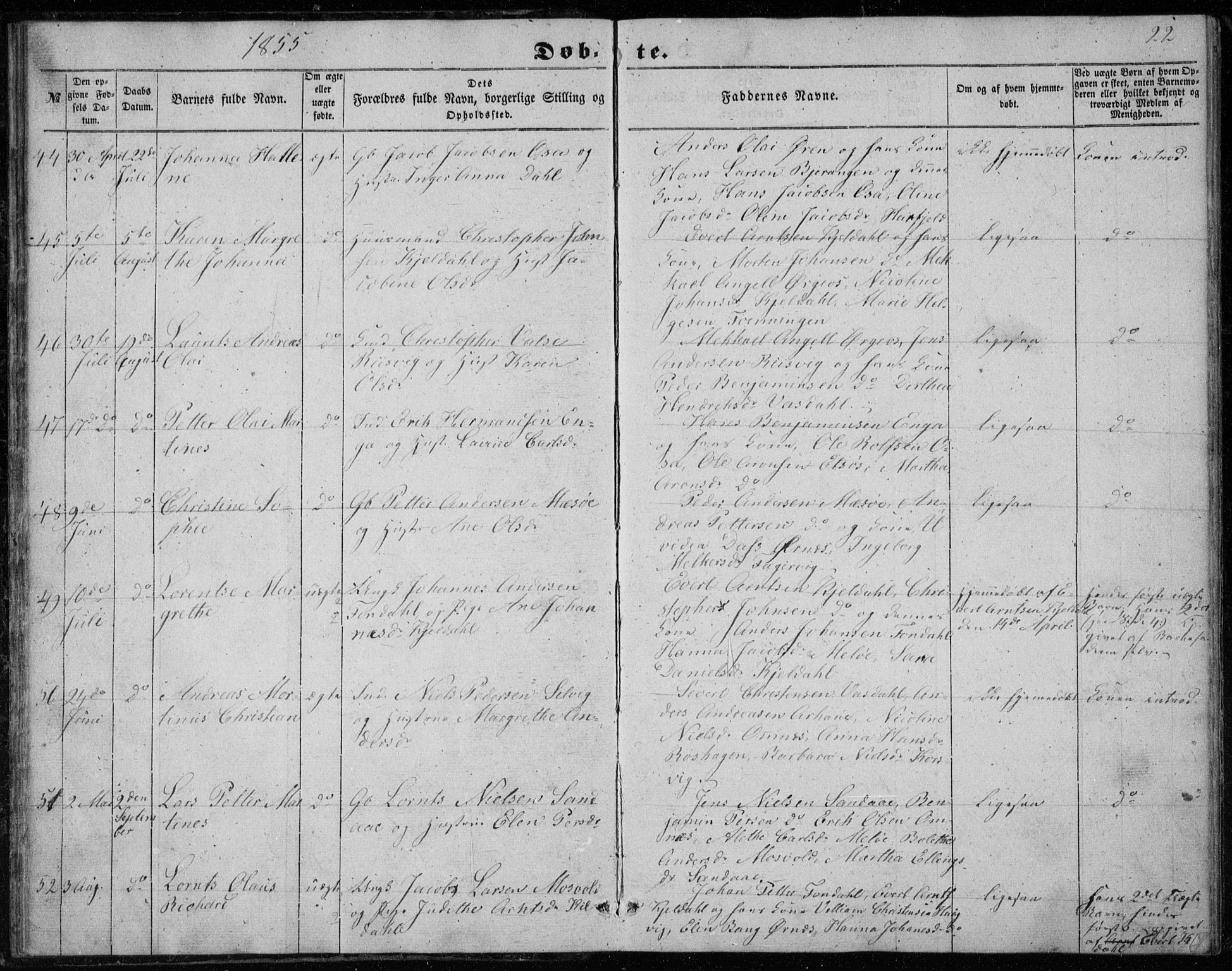 Ministerialprotokoller, klokkerbøker og fødselsregistre - Nordland, AV/SAT-A-1459/843/L0633: Parish register (copy) no. 843C02, 1853-1873, p. 22