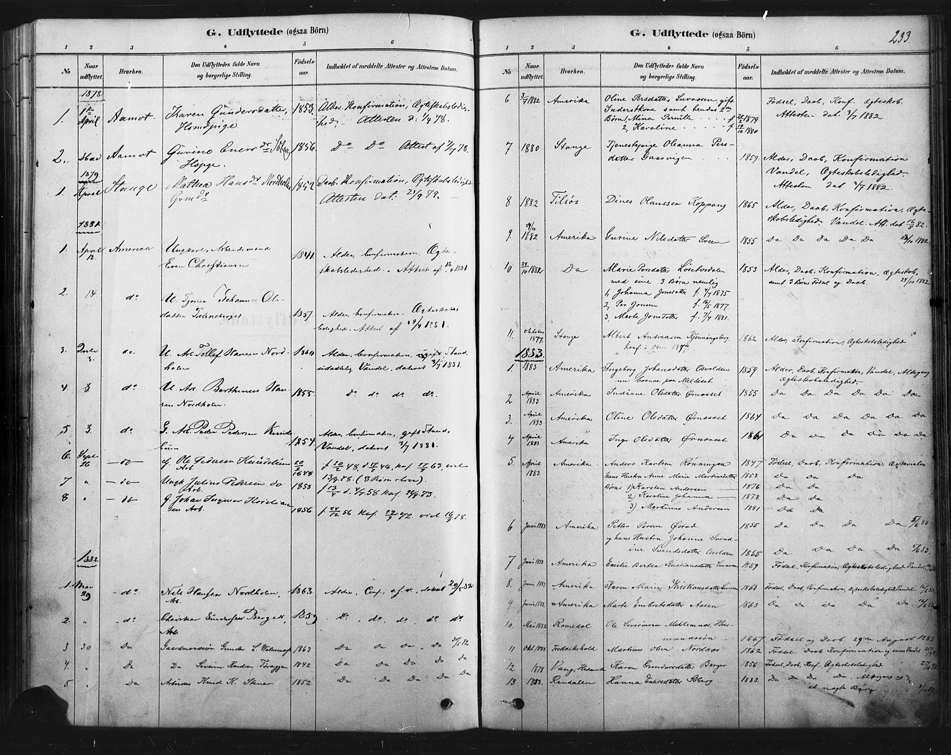 Åmot prestekontor, Hedmark, SAH/PREST-056/H/Ha/Haa/L0012: Parish register (official) no. 12, 1878-1901, p. 233
