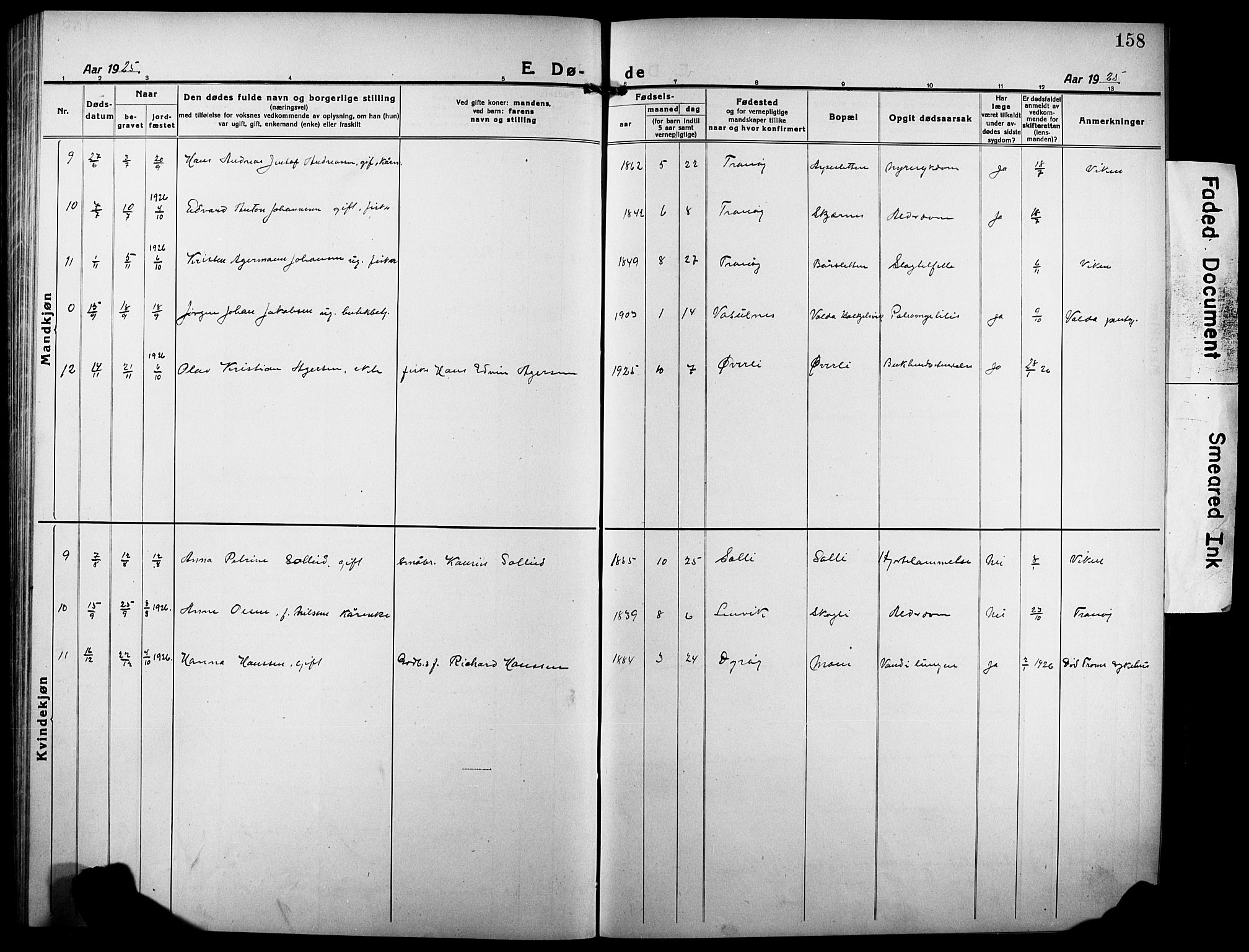 Tranøy sokneprestkontor, AV/SATØ-S-1313/I/Ia/Iab/L0006klokker: Parish register (copy) no. 6, 1919-1932, p. 158