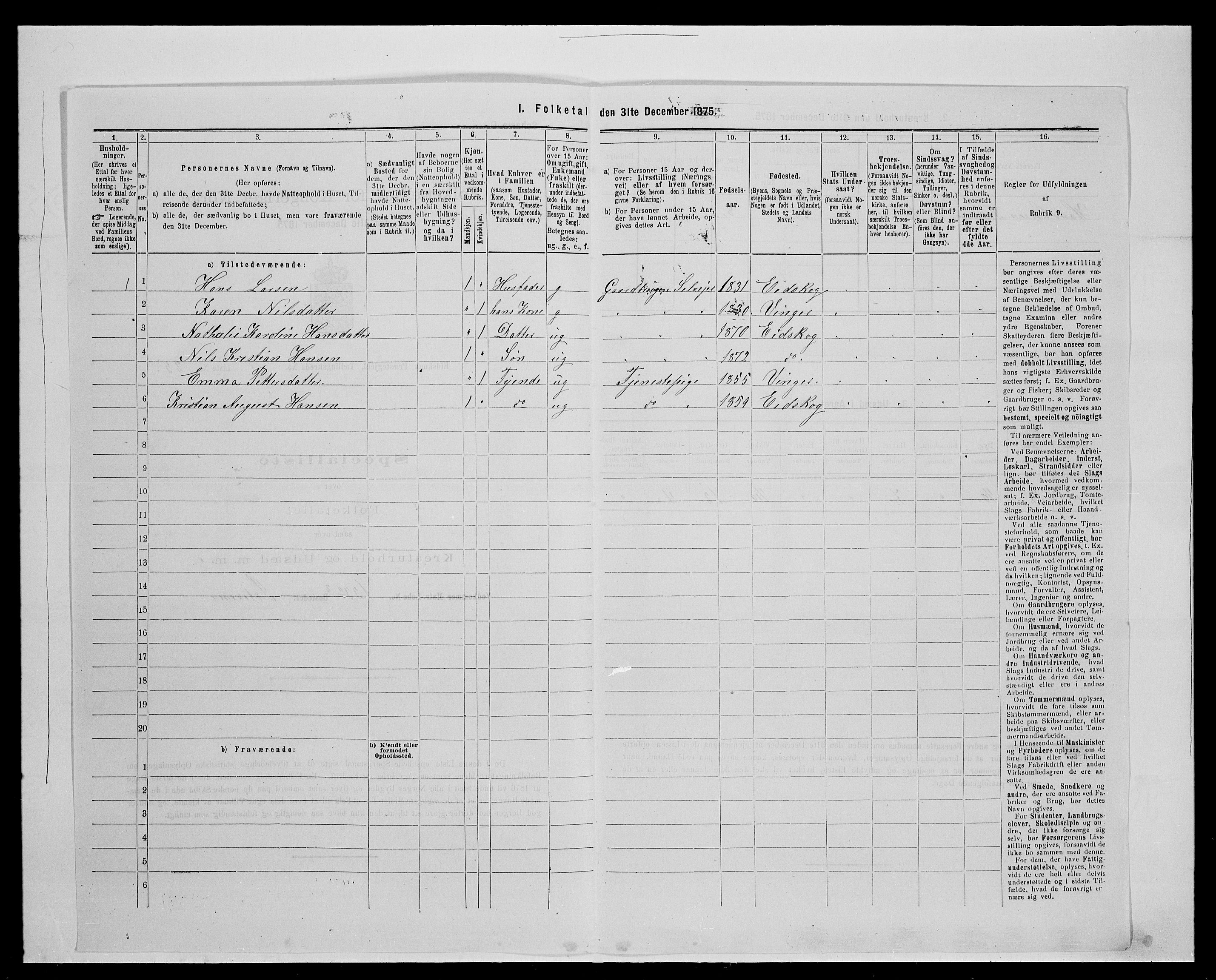 SAH, 1875 census for 0420P Eidskog, 1875, p. 1567