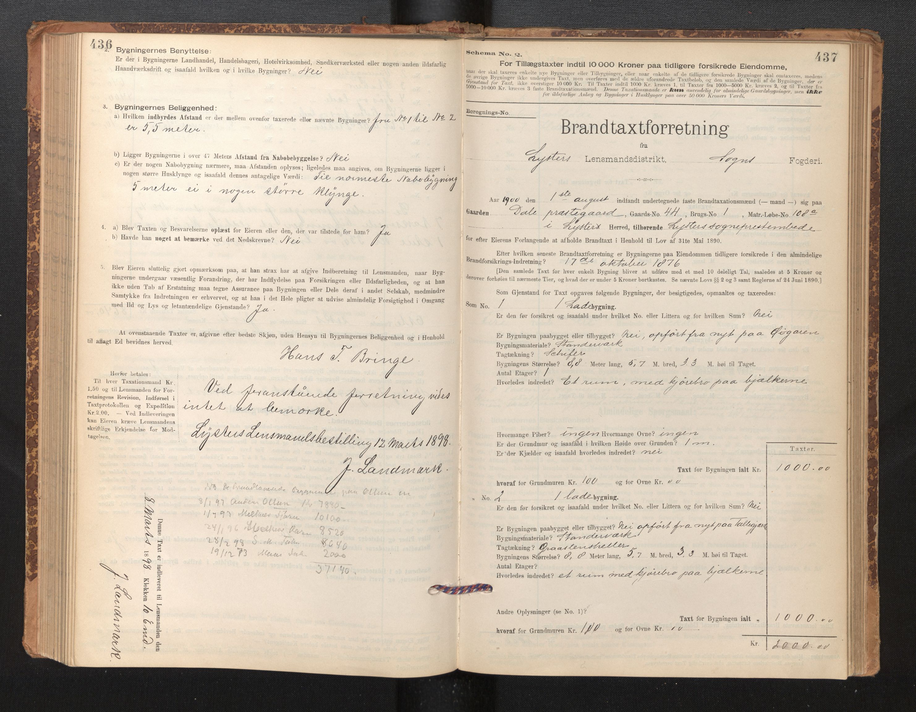 Lensmannen i Luster, SAB/A-29301/0012/L0007: Branntakstprotokoll, skjematakst, 1895-1935, p. 436-437