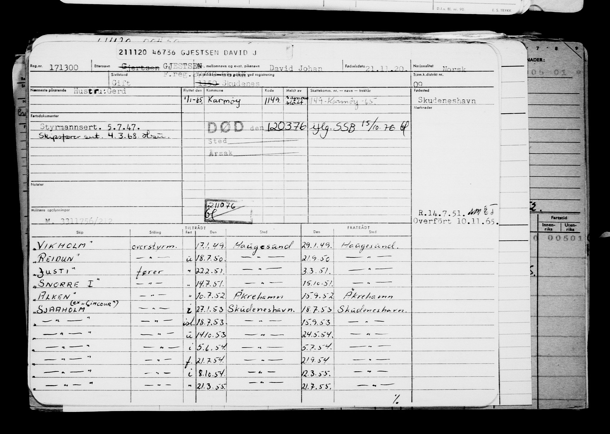 Direktoratet for sjømenn, AV/RA-S-3545/G/Gb/L0187: Hovedkort, 1920, p. 460