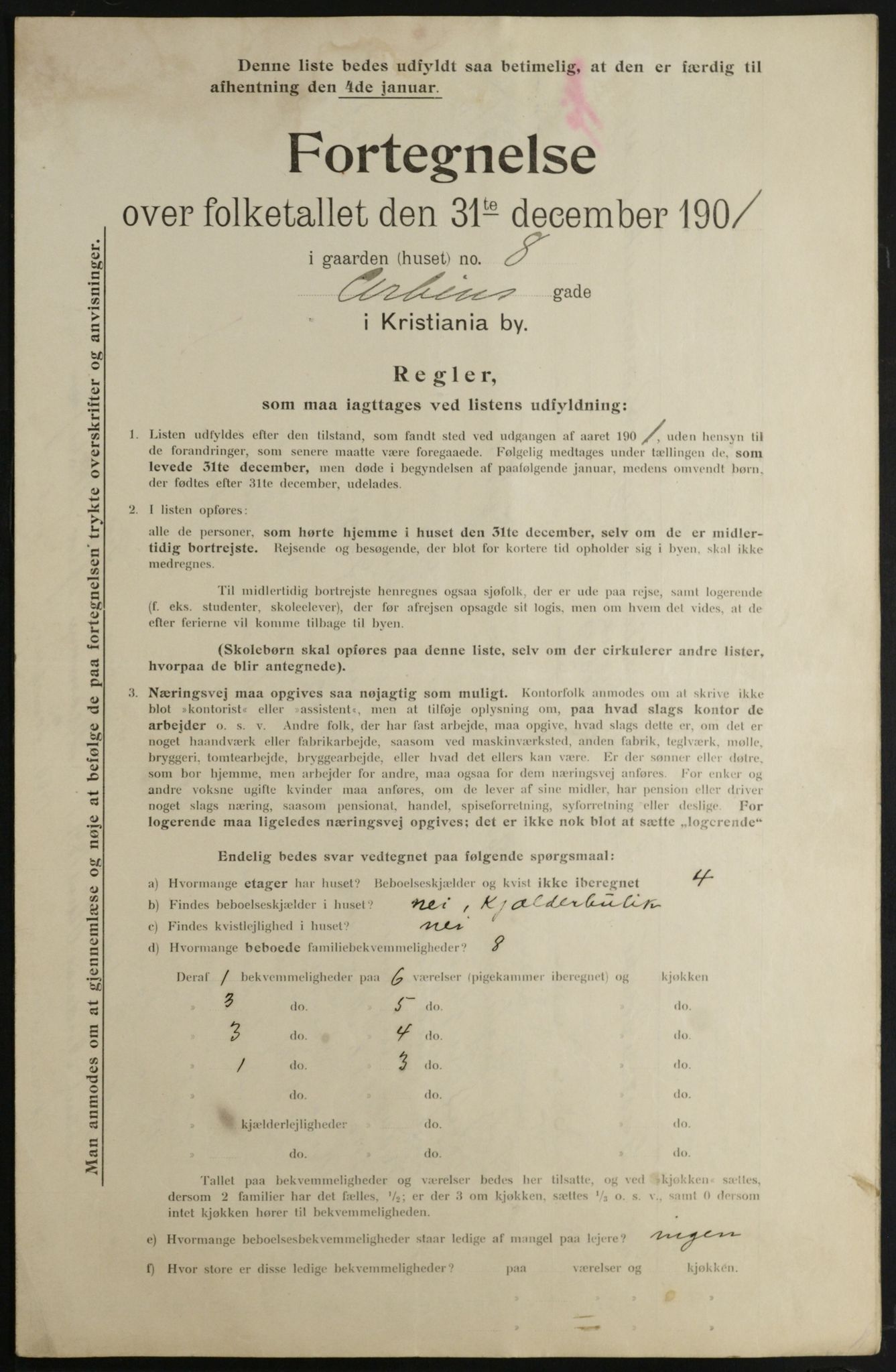 OBA, Municipal Census 1901 for Kristiania, 1901, p. 357