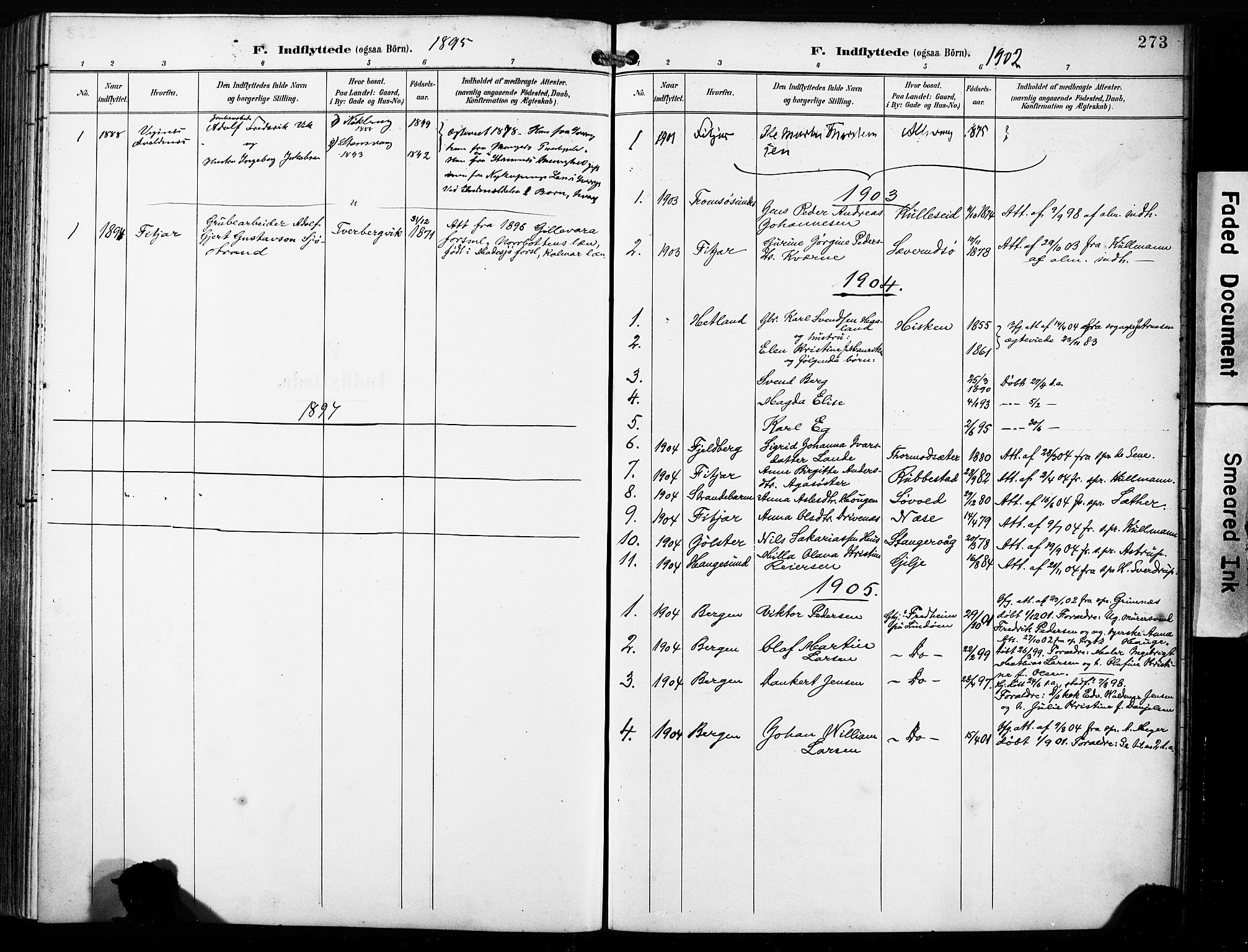 Finnås sokneprestembete, AV/SAB-A-99925/H/Ha/Haa/Haac/L0002: Parish register (official) no. C 2, 1895-1904, p. 273