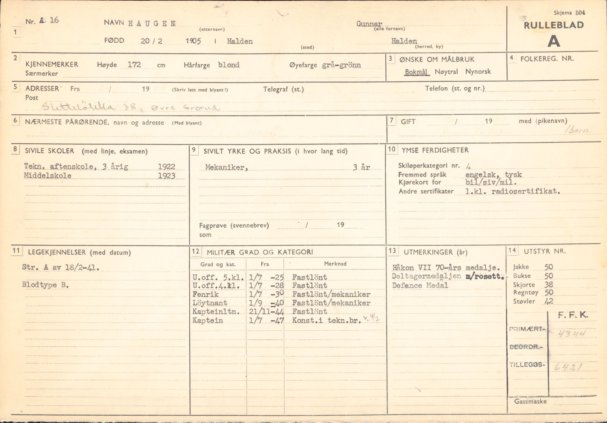 Forsvaret, Forsvarets overkommando/Luftforsvarsstaben, AV/RA-RAFA-4079/P/Pa/L0013: Personellmapper, 1905, p. 135