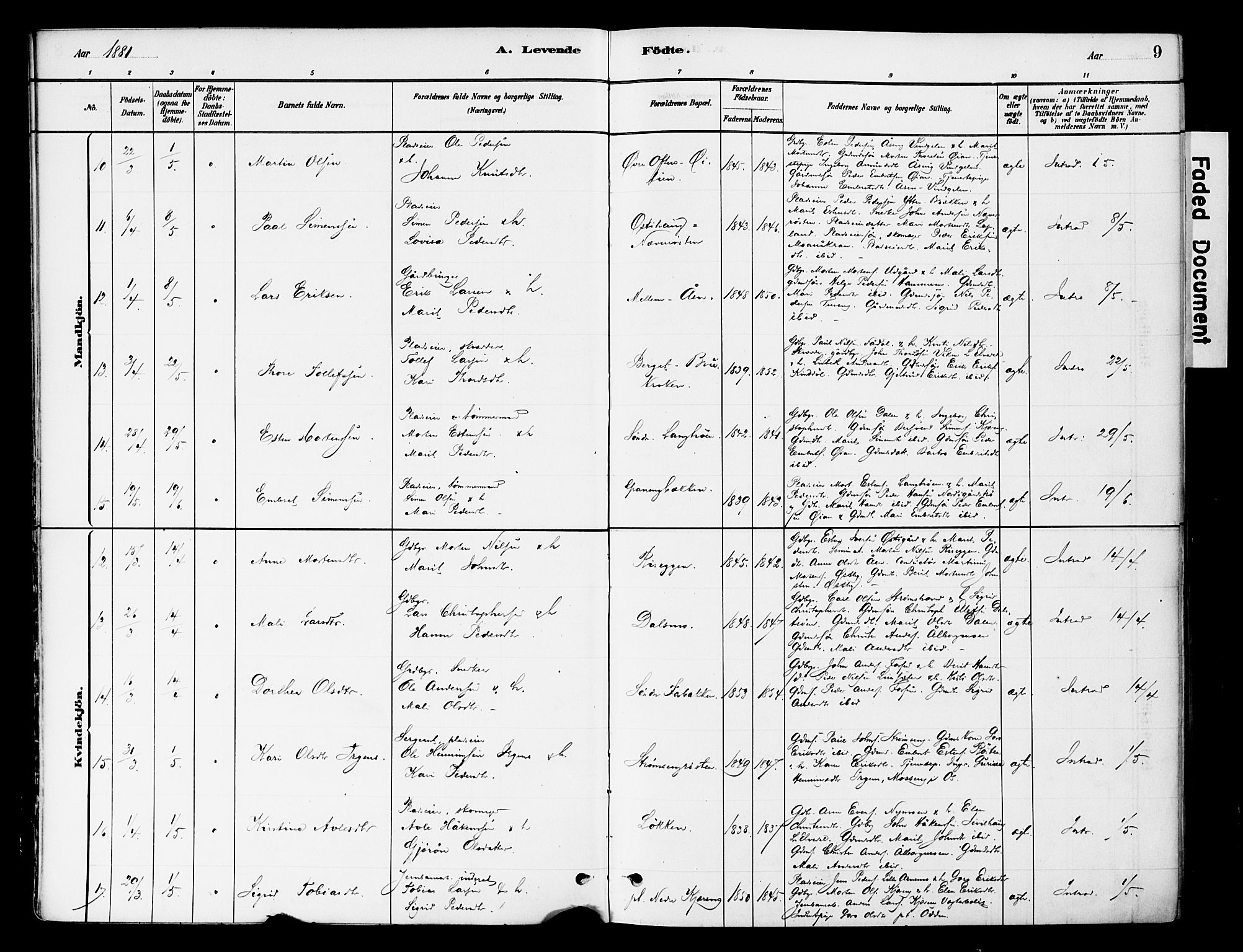 Tynset prestekontor, AV/SAH-PREST-058/H/Ha/Haa/L0022: Parish register (official) no. 22, 1880-1899, p. 9