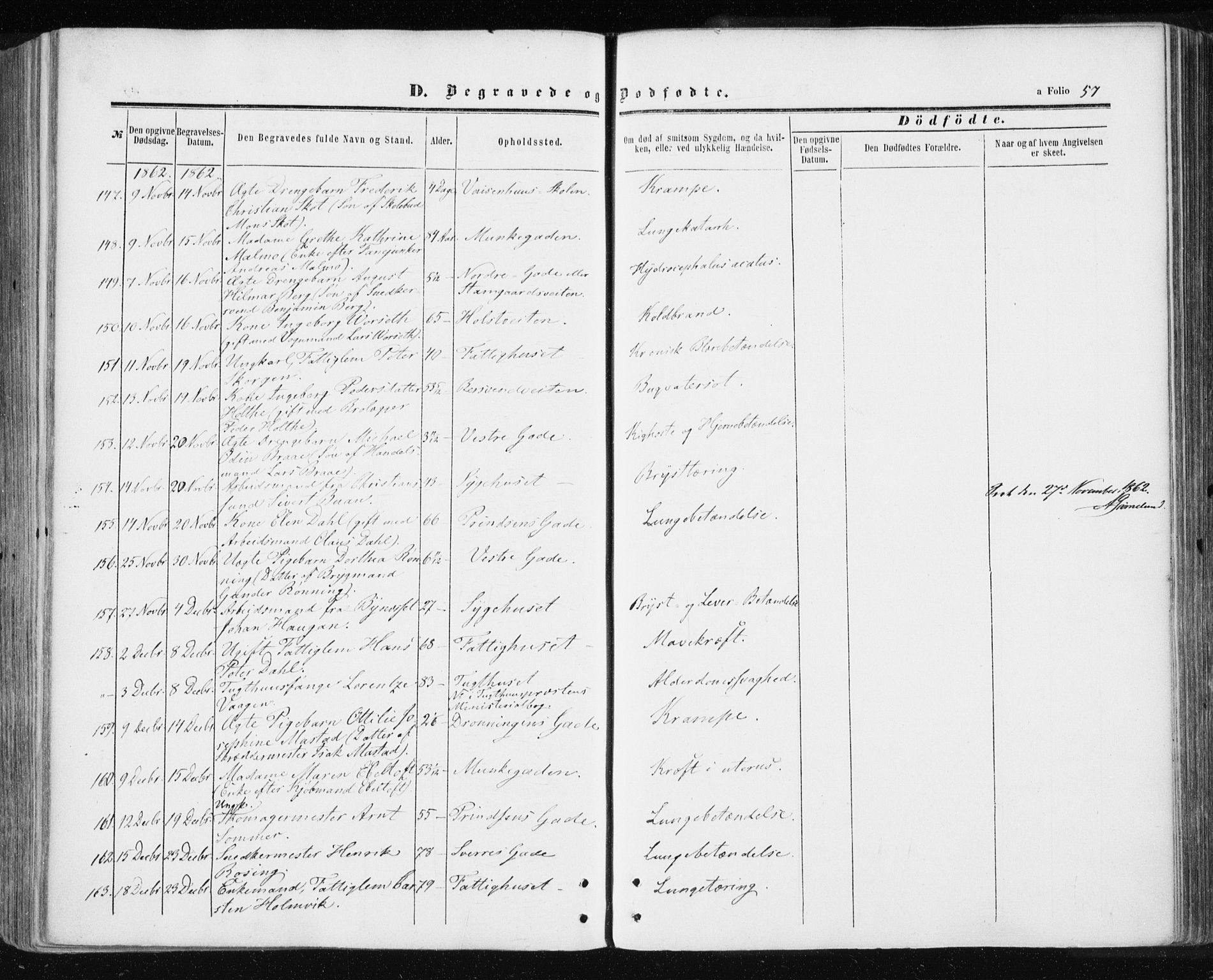 Ministerialprotokoller, klokkerbøker og fødselsregistre - Sør-Trøndelag, SAT/A-1456/601/L0053: Parish register (official) no. 601A21, 1857-1865, p. 57