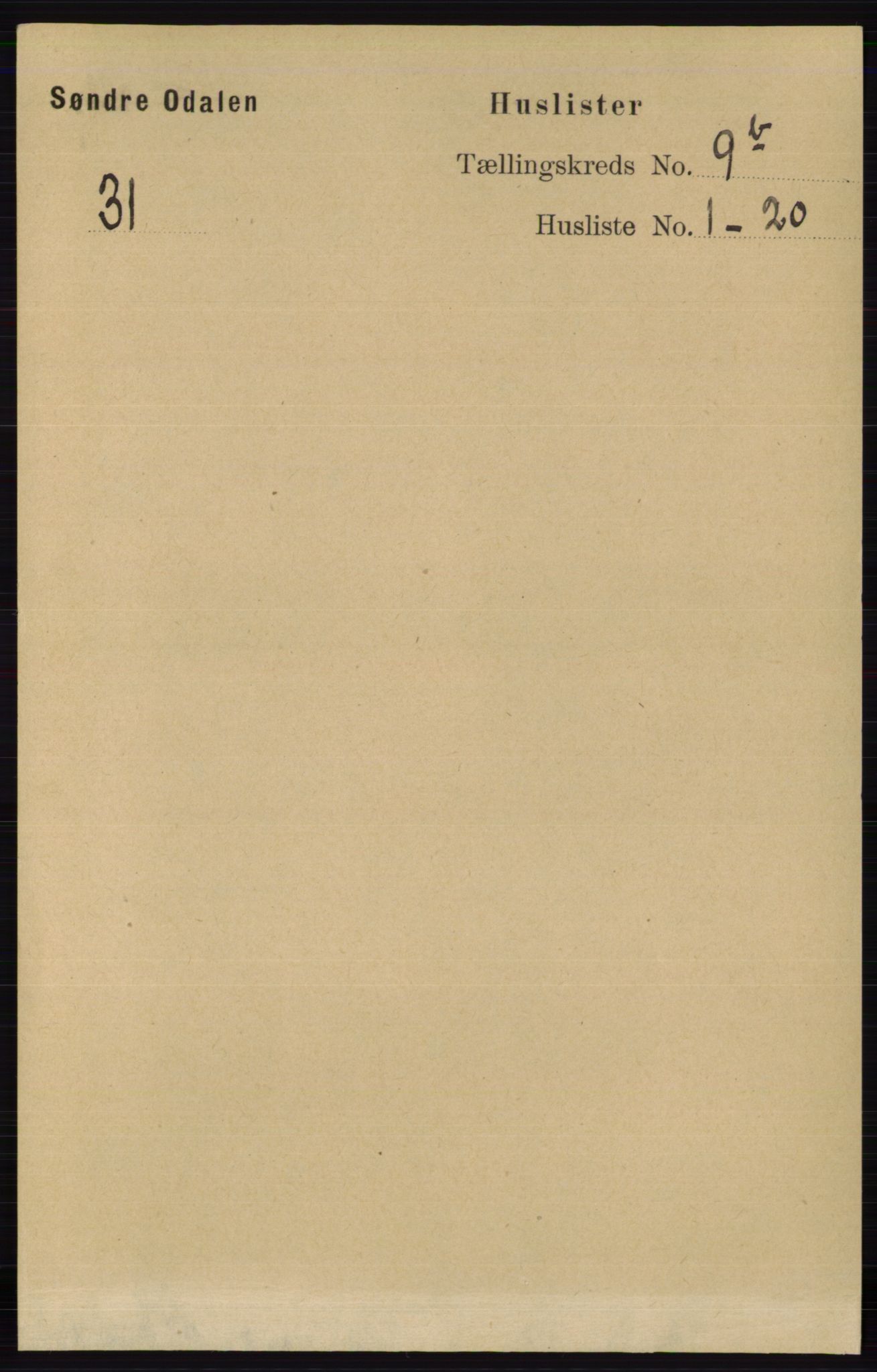 RA, 1891 census for 0419 Sør-Odal, 1891, p. 4116
