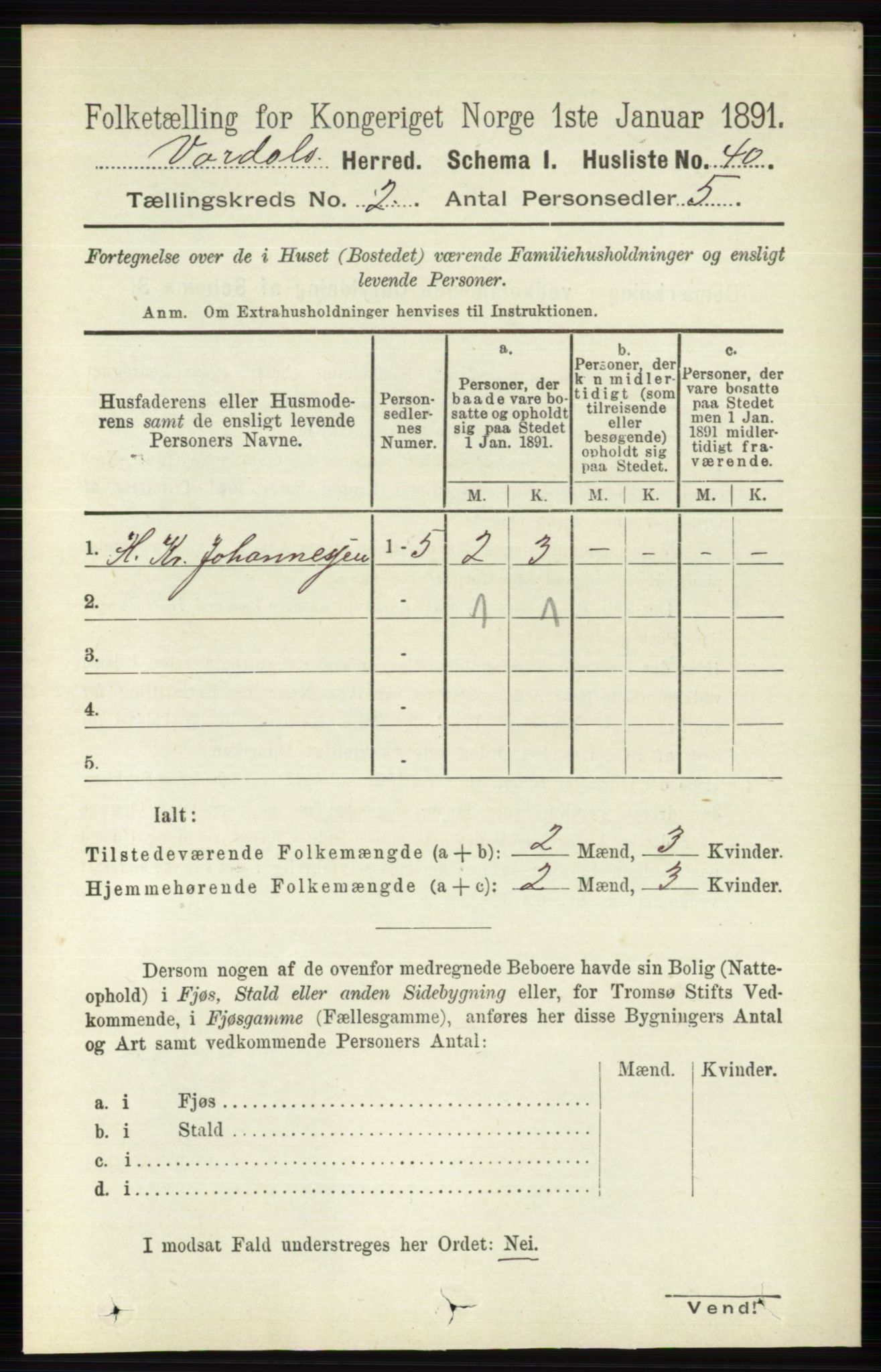 RA, 1891 census for 0527 Vardal, 1891, p. 504